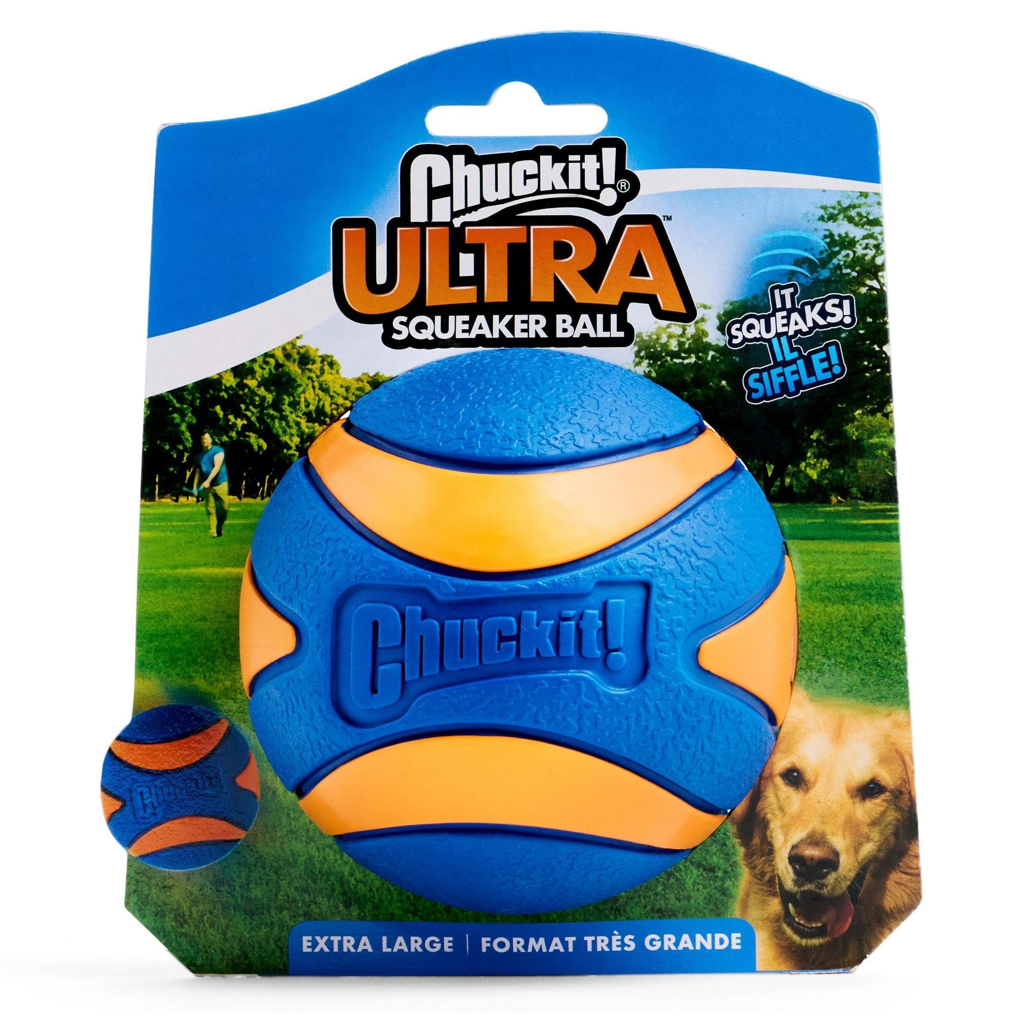 Chuckit! Ultra Squeaker Ball Dog Toy - High Bounce, Floating, Launcher Compatible, X-Large, 1 Pack
