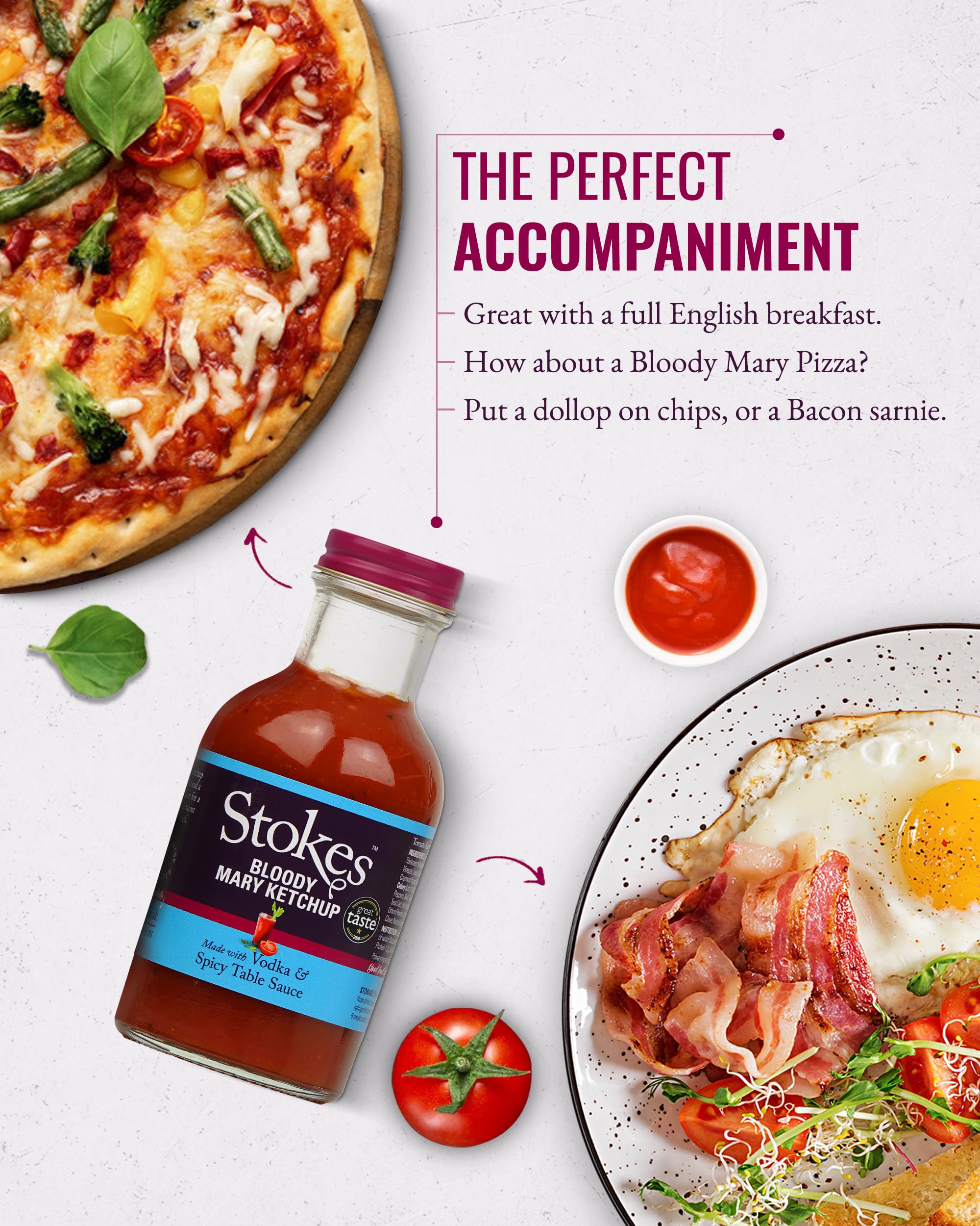 Stokes Bloody Mary Tomato Ketchup 3PK, Rich & Spicy Tomato Sauce with Vodka & Spicy Table Sauce 9