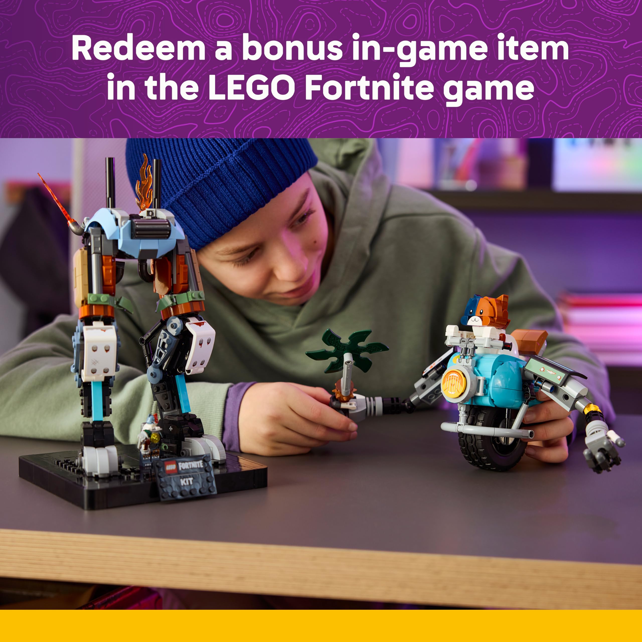 LEGO Fortnite KIT Mech Building Set - Interactive Figure with Power Claw Pickaxe & Spinning Wheel | 1230 Pieces | Ages 12+ 7