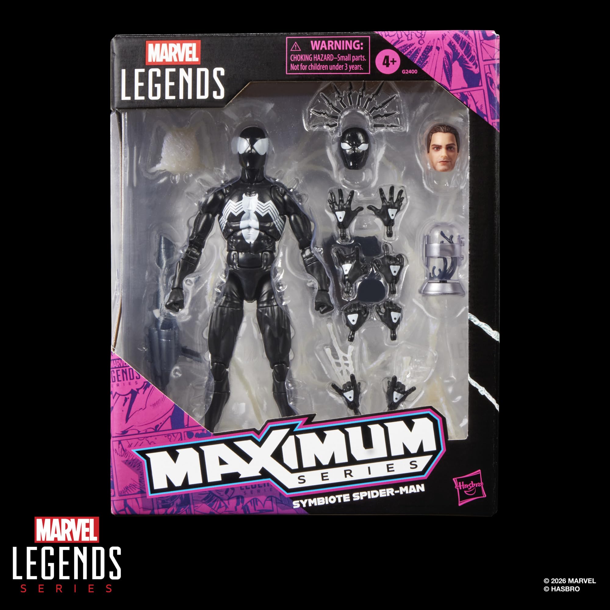 Marvel Legends Maximum Series Symbiote Spider-Man Action Figure - 15 cm, 20+ Points of Articulation, 17 Accessories