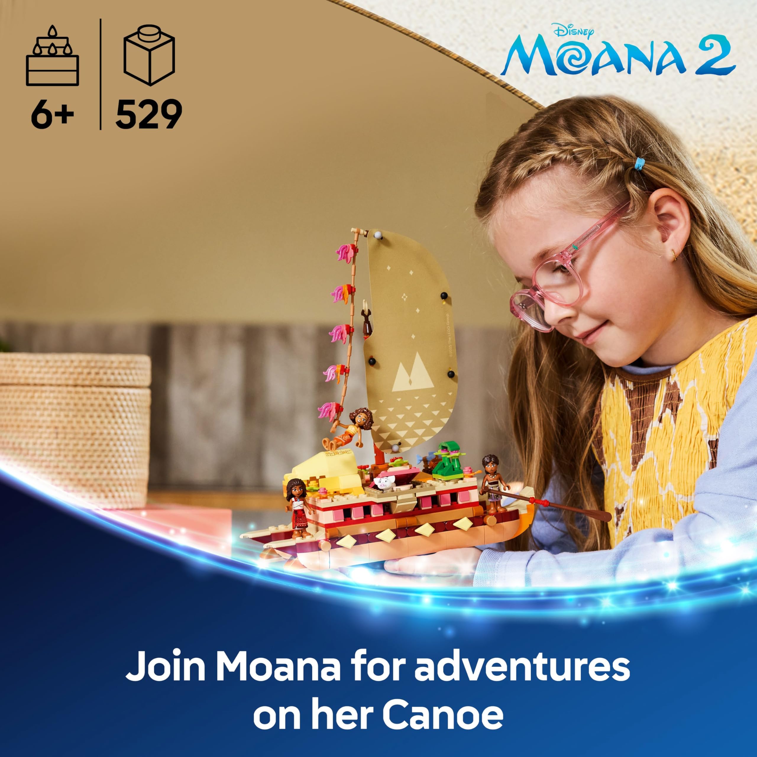LEGO Disney Moana 2 Moana's Adventure Canoe 43270 Building Set for Ages 6+