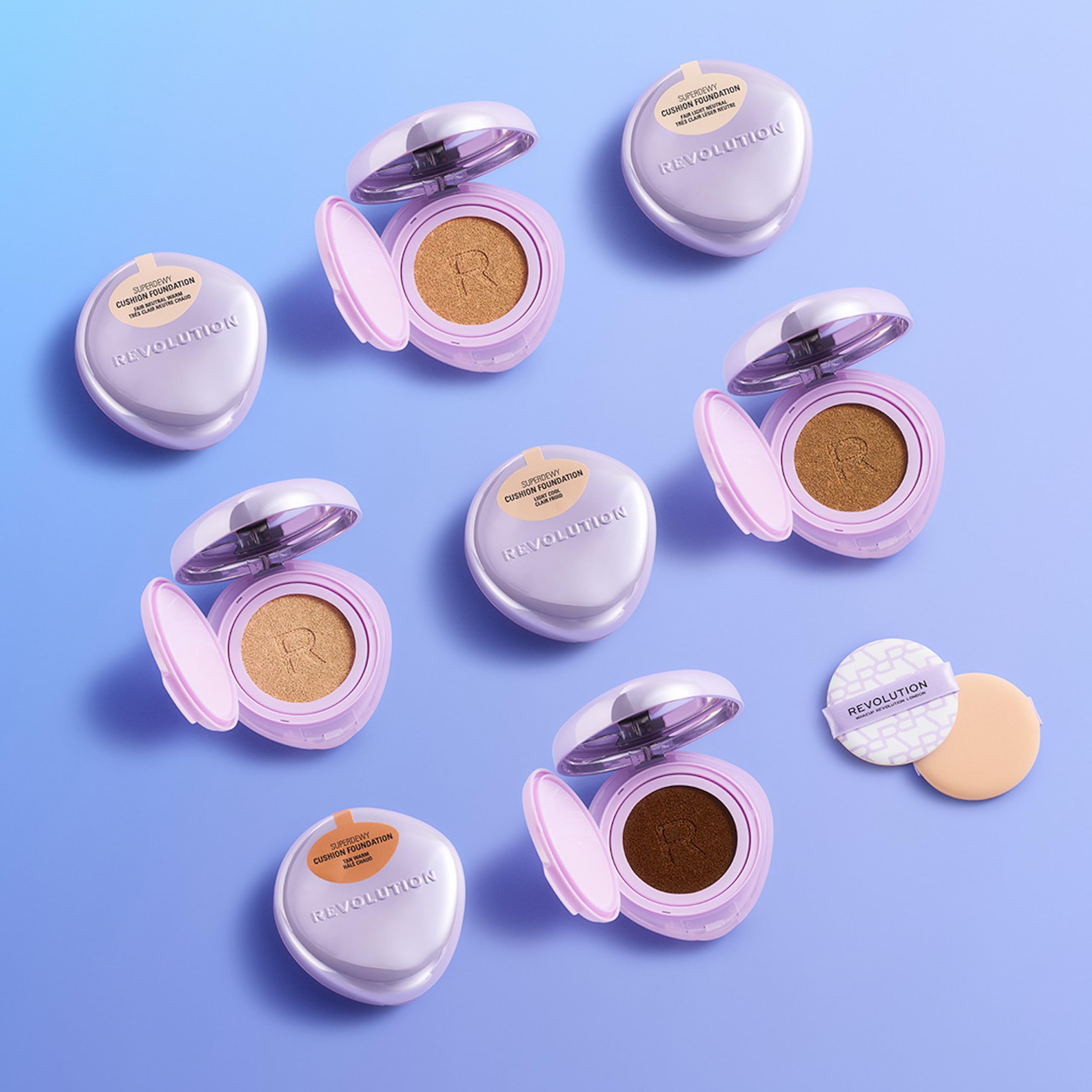 Revolution Beauty London Superdewy Cushion Foundation - Buildable Coverage | Hydrating | Light Neutral Warm 5