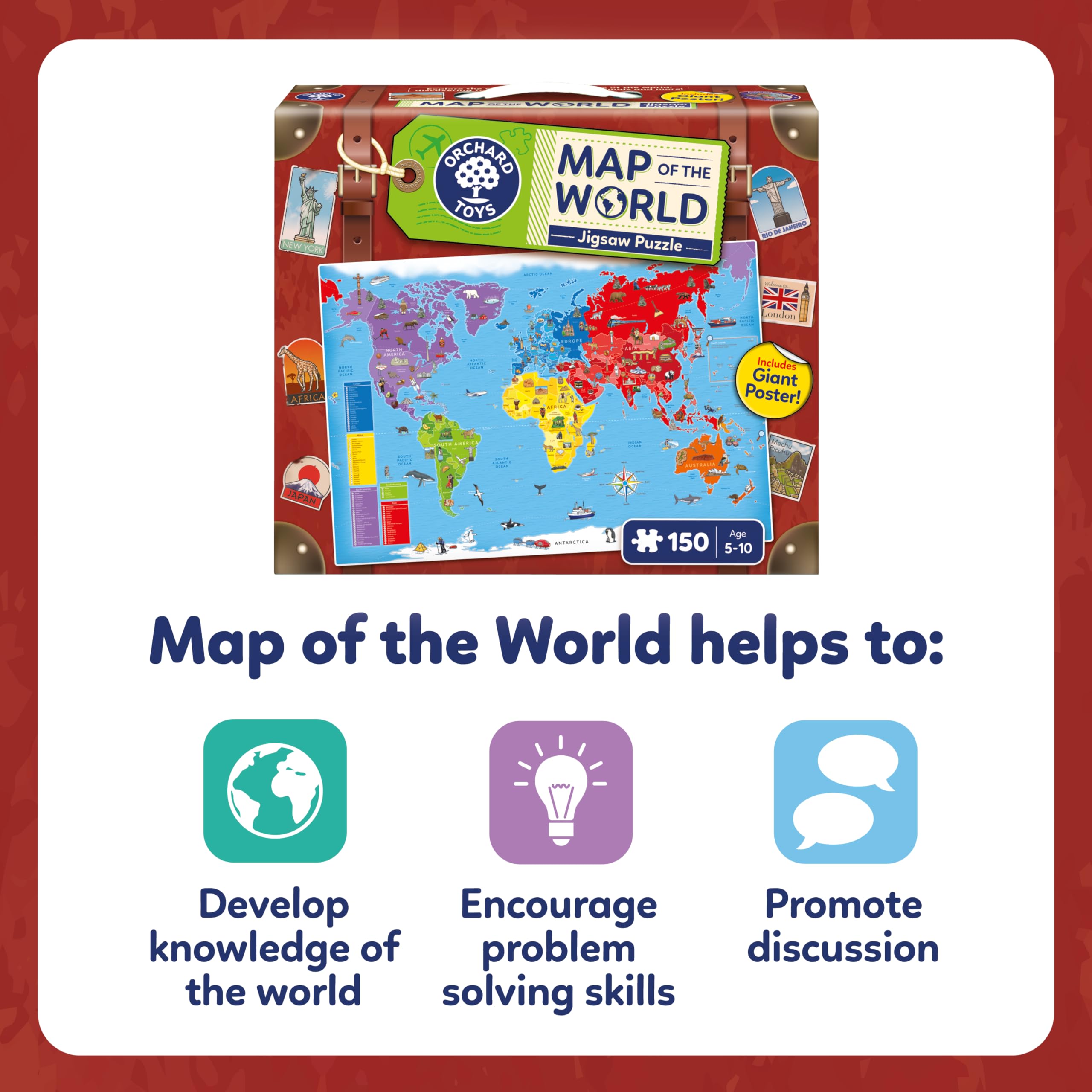 Orchard Toys Map of the World 150-Piece Jigsaw Puzzle with Giant Poster 4