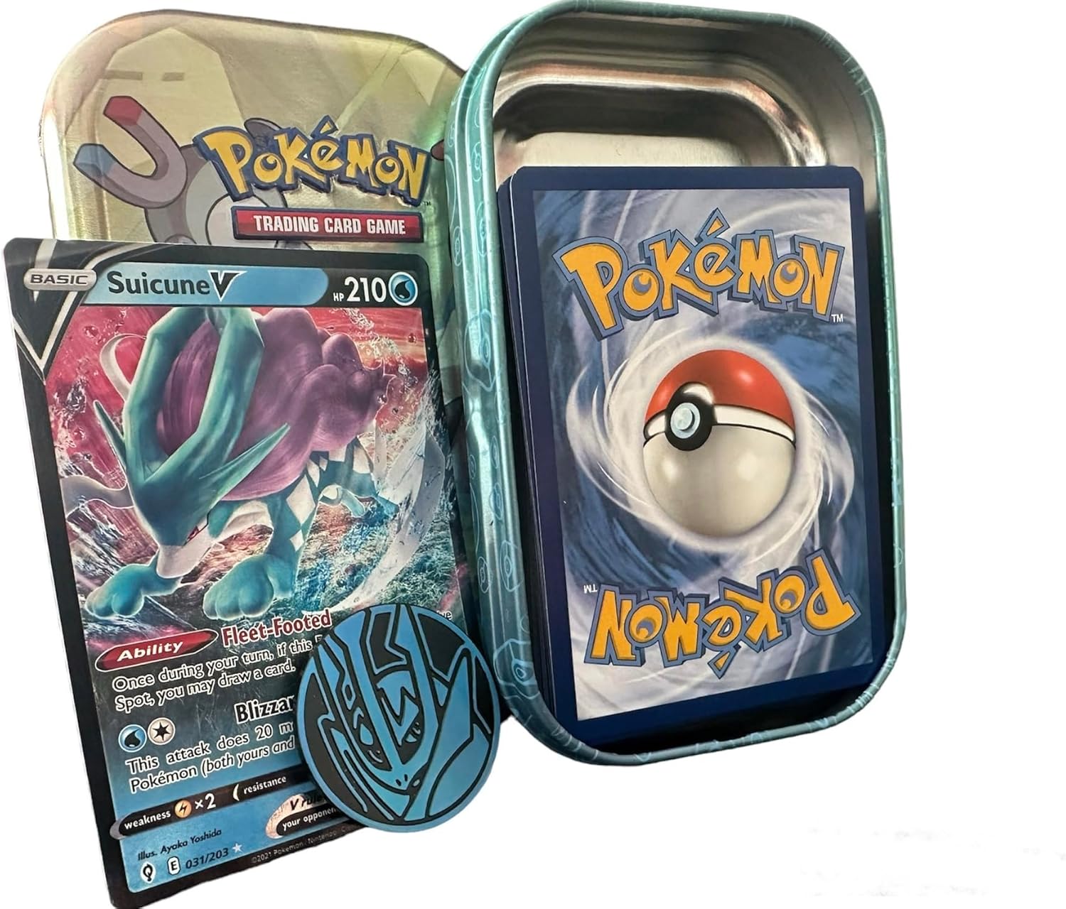 Pokémon Mini Tin Bundle - 50 Assorted Cards, 1 Random Ultra Rare, Game Coin 1
