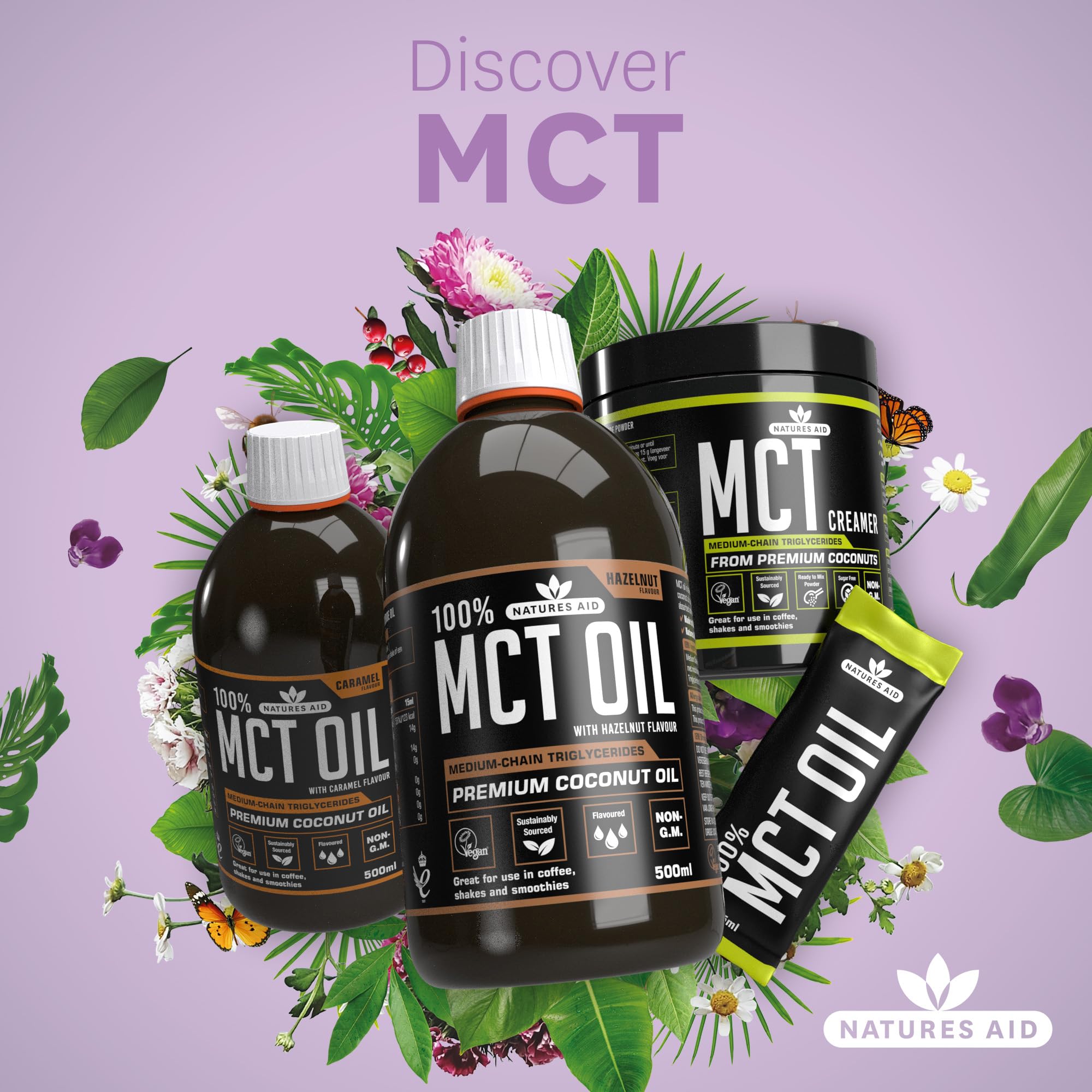 Natures Aid MCT Oil - Hazelnut Flavoured | 100% Pure Coconut Oil | 500ml 8