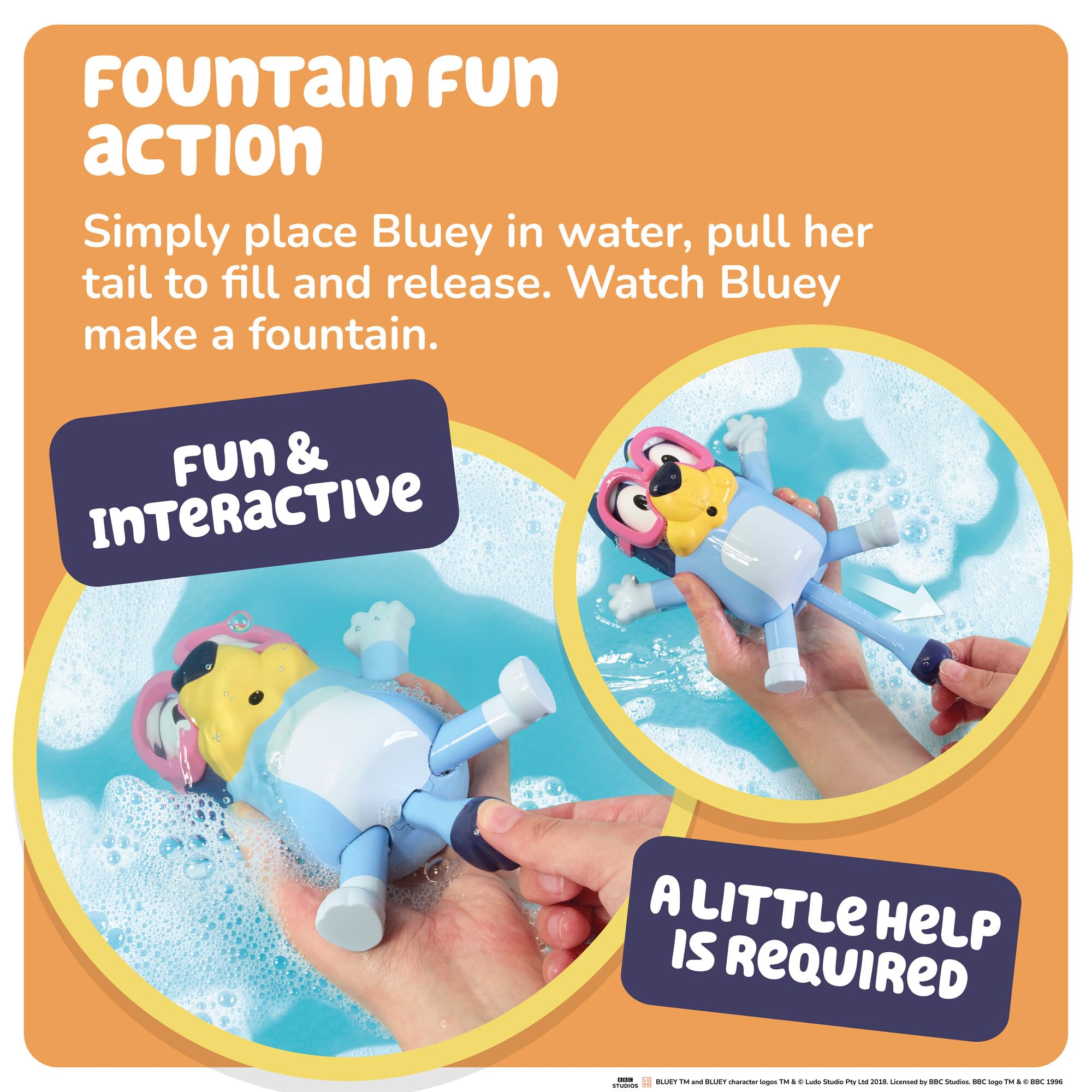 TOMY Toomies Swim School Bluey Floating Water Fountain Squirt Bath Toy for Toddlers 18m+ 3