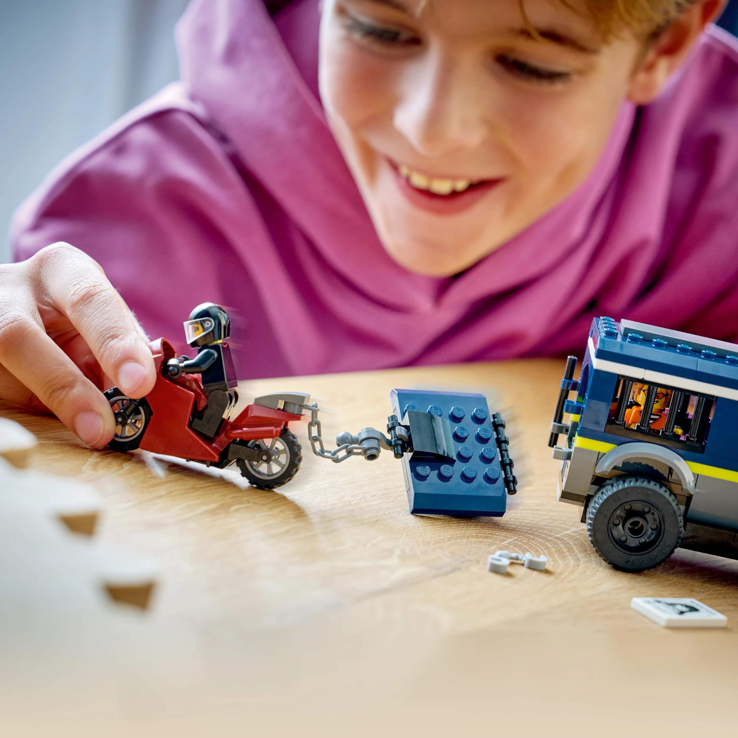LEGO City Police Prisoner Transport Van Toy Set 60479 with Motorbike for Ages 6+