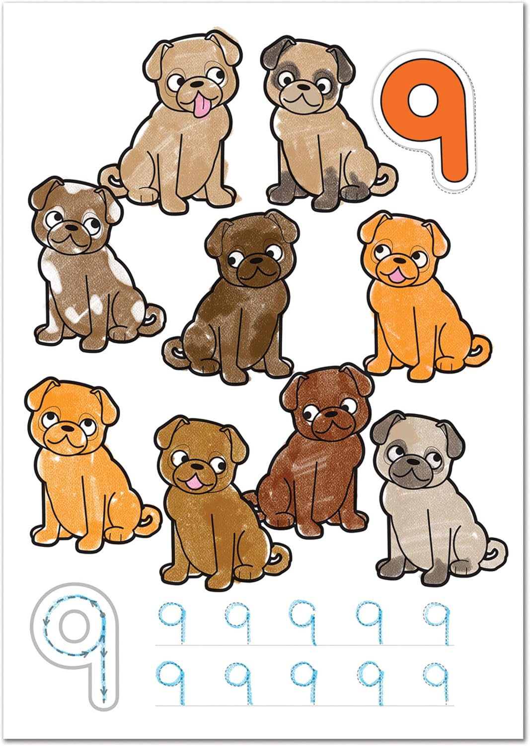 Orchard Toys 1-20 Sticker Colouring Book - Trace and Write Numbers 1-20 - 4 Years + 3