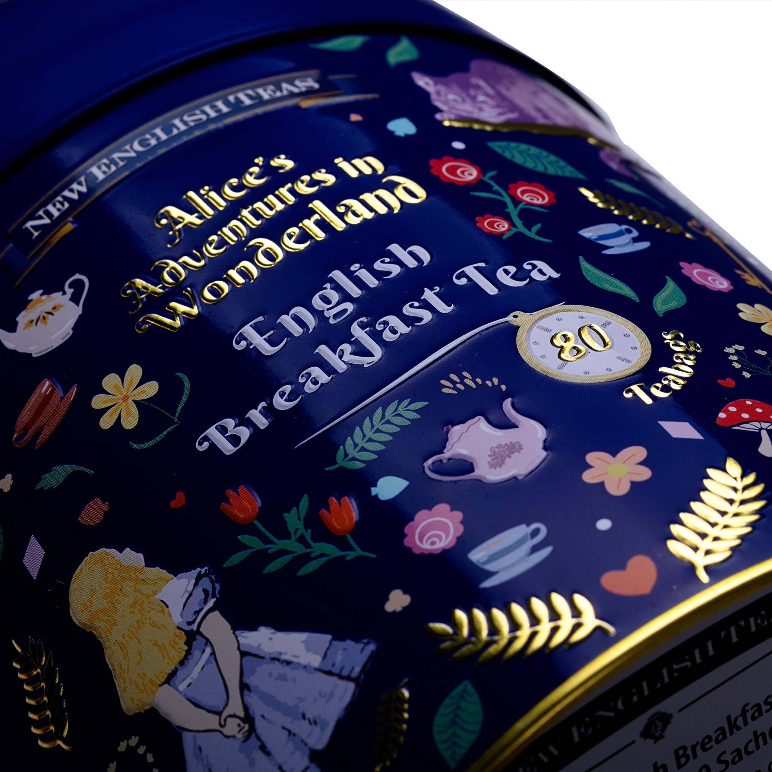 New English Teas Midnight Alice in Wonderland Tea Caddy with 80 English Breakfast Teabags 3