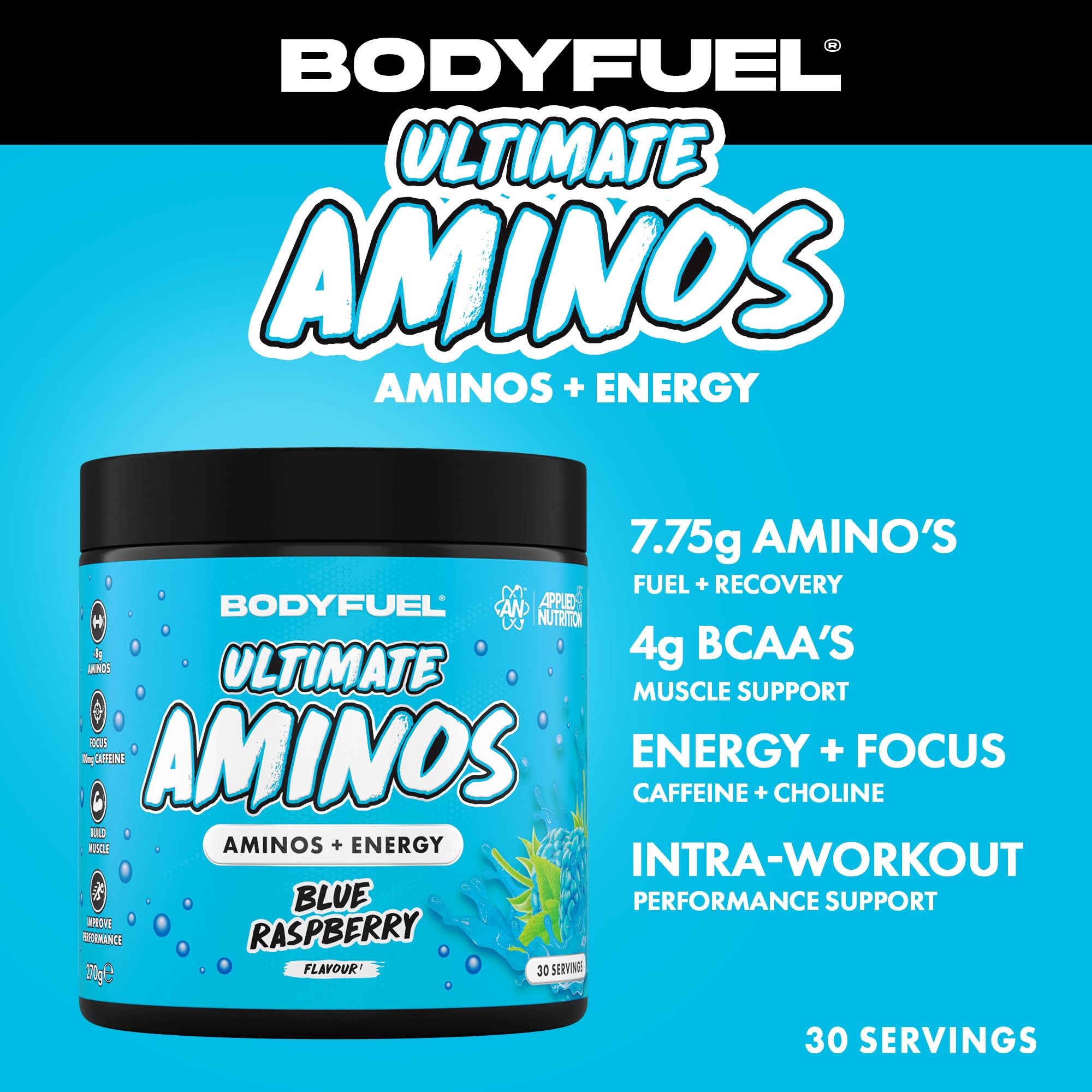 Applied Nutrition BodyFuel Amino Energy Powder - Blue Raspberry, 270g, 30 Servings