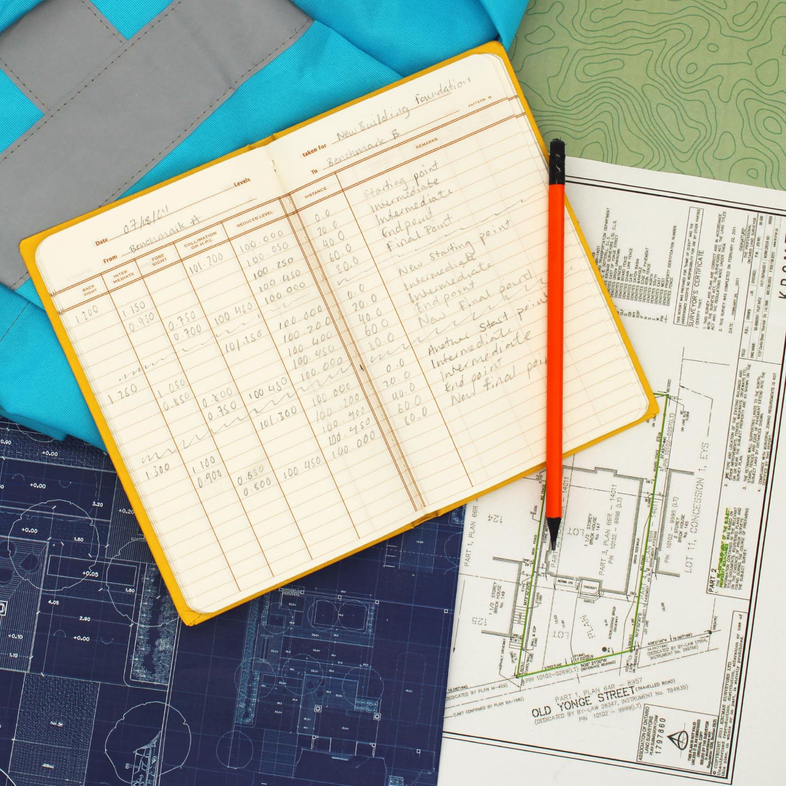 Exacompta Chartwell Level Survey Book - Weather-Resistant Paper | 192x120mm | Yellow 3