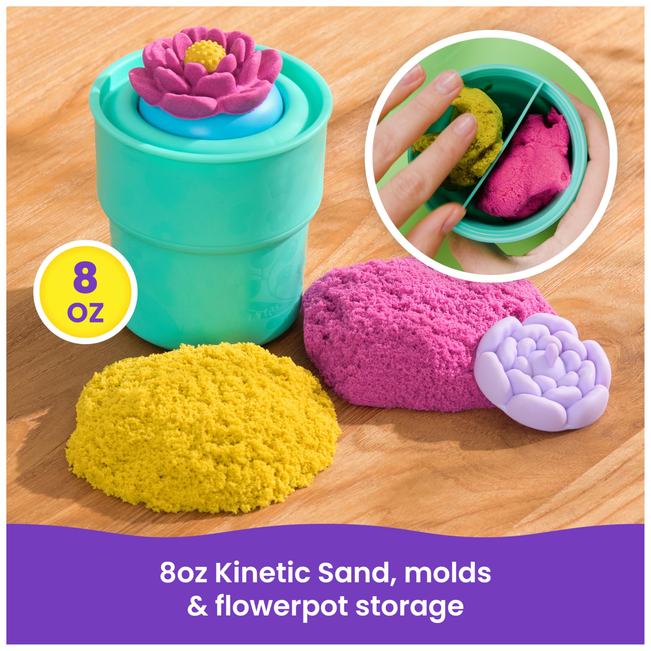 Kinetic Sand SquishBlossom Blooming Flower Sand Art Kit | 227g Pink & Yellow Sand | Ages 5-14 7