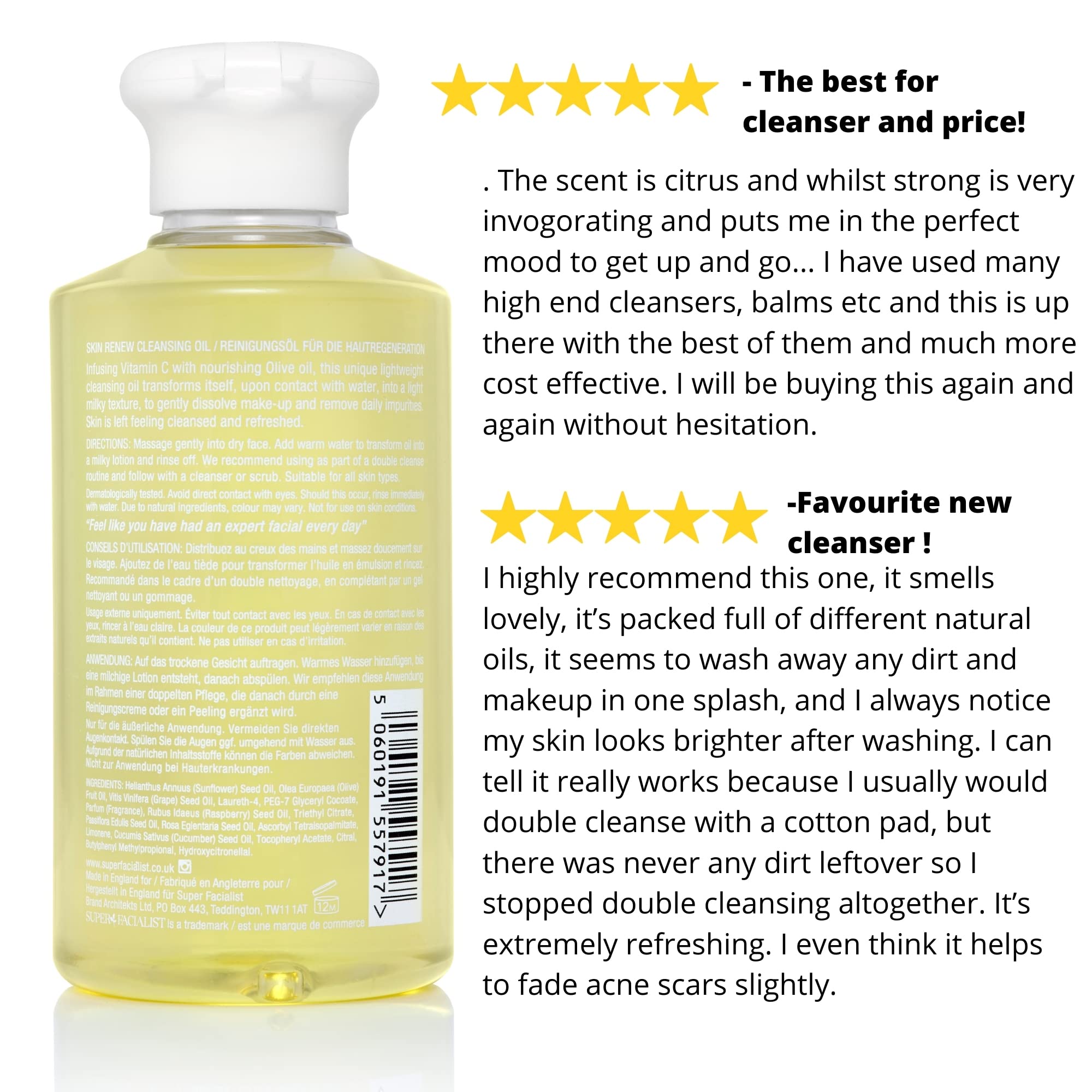 Super Facialist Vitamin C Face Cleansing Oil - Makeup Remover, Hydrating, All Skin Types, 200ml