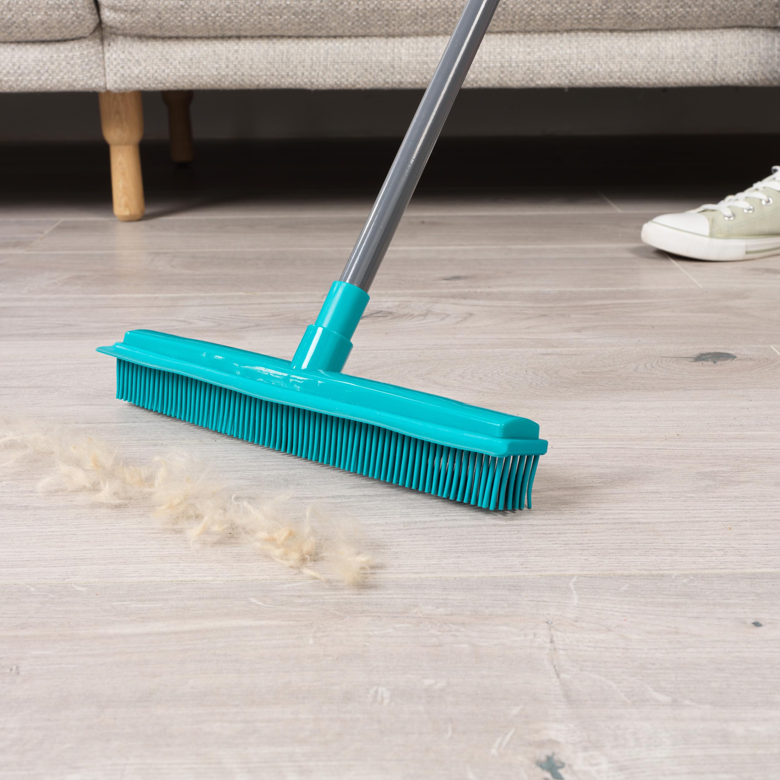 Beldray Antibac Pet Plus Rubber Head Push Broom - Telescopic Handle, Antibacterial Treatment | Grey 3