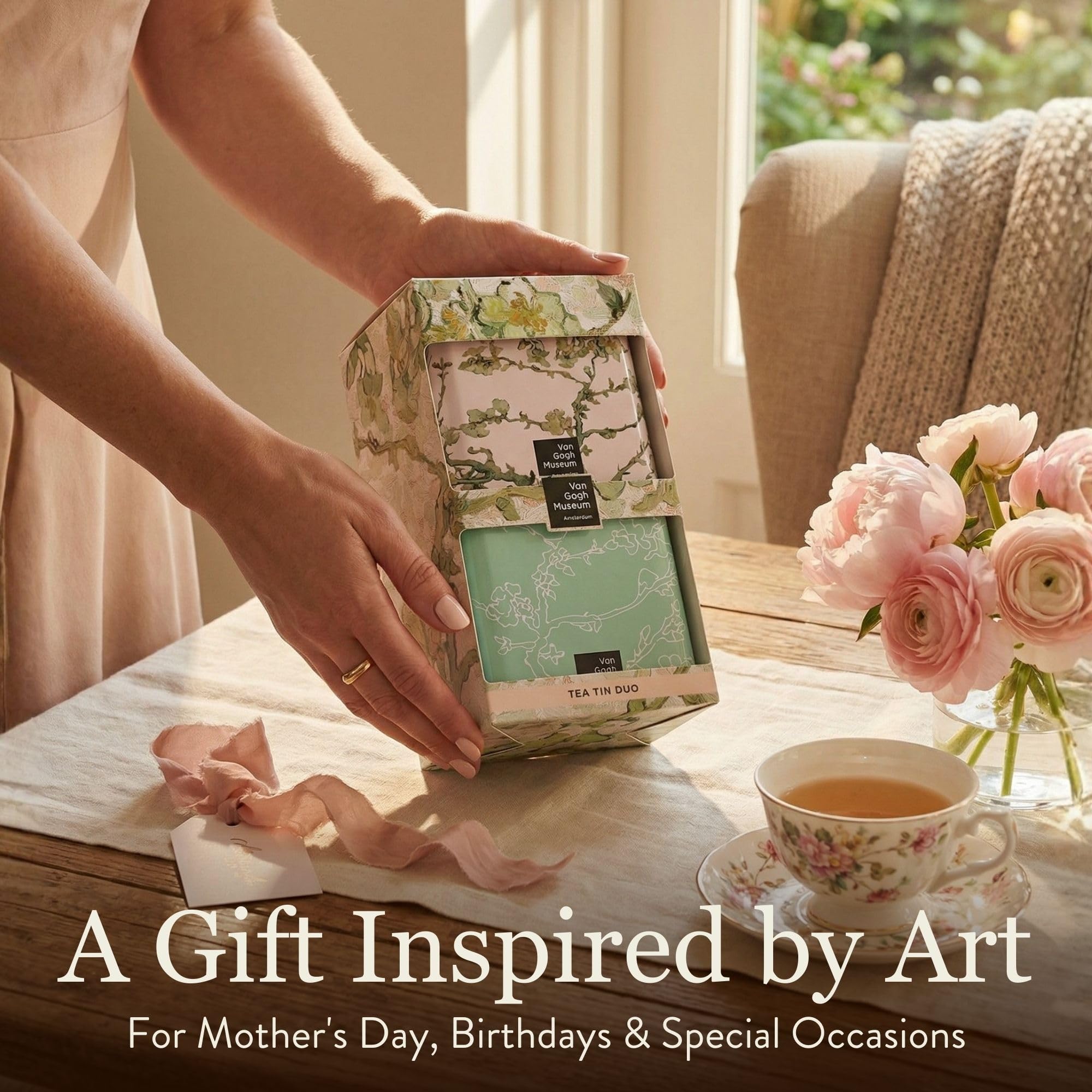 BEAMS INTERNATIONAL Van Gogh Museum Tea Caddy Tin Gift Set - 8 Tea Bags, Almond Blossom Artwork 3