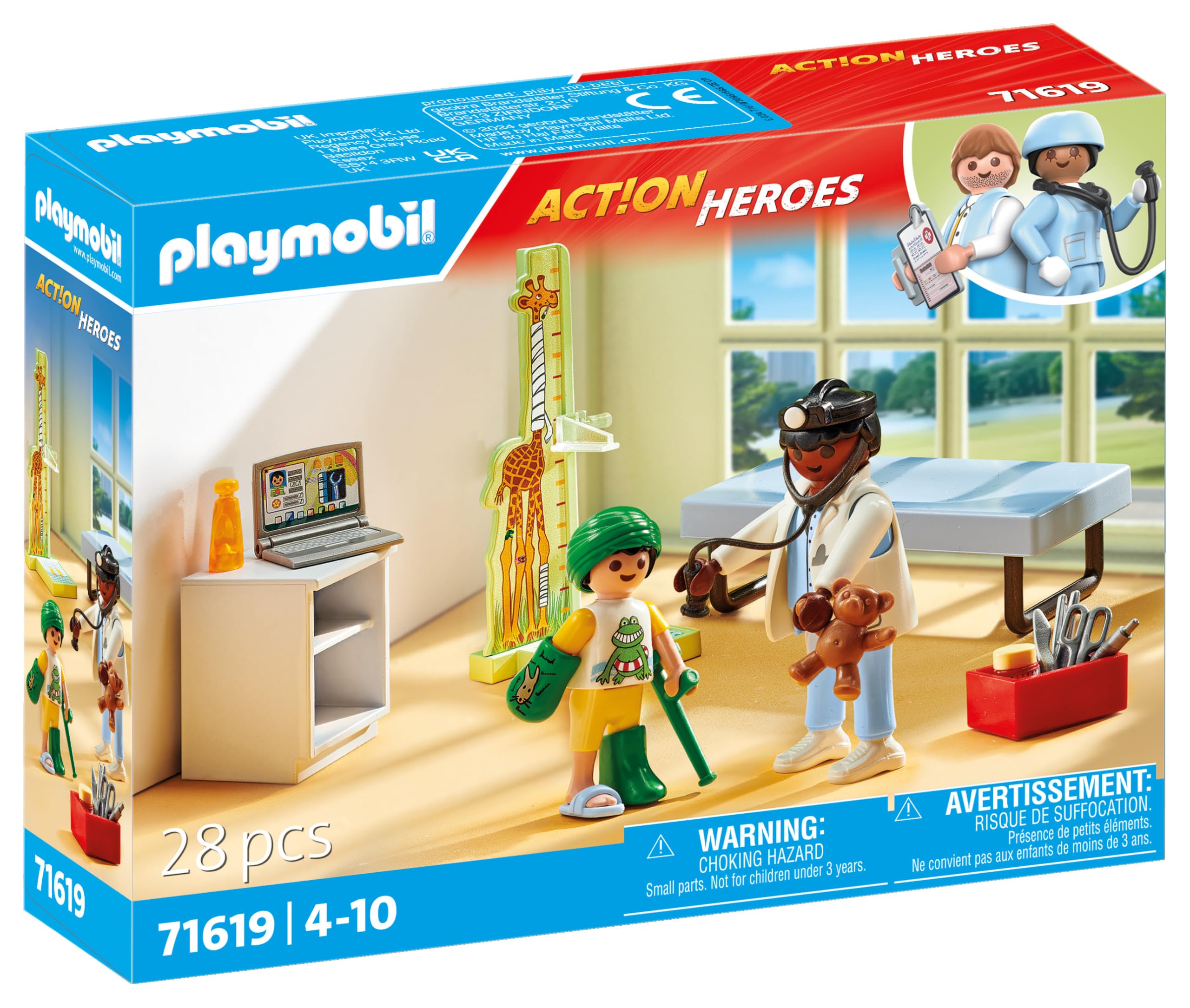 Playmobil 71619 Action Heroes Pediatrician Playset - Medical Role Play for Kids 4+ 6