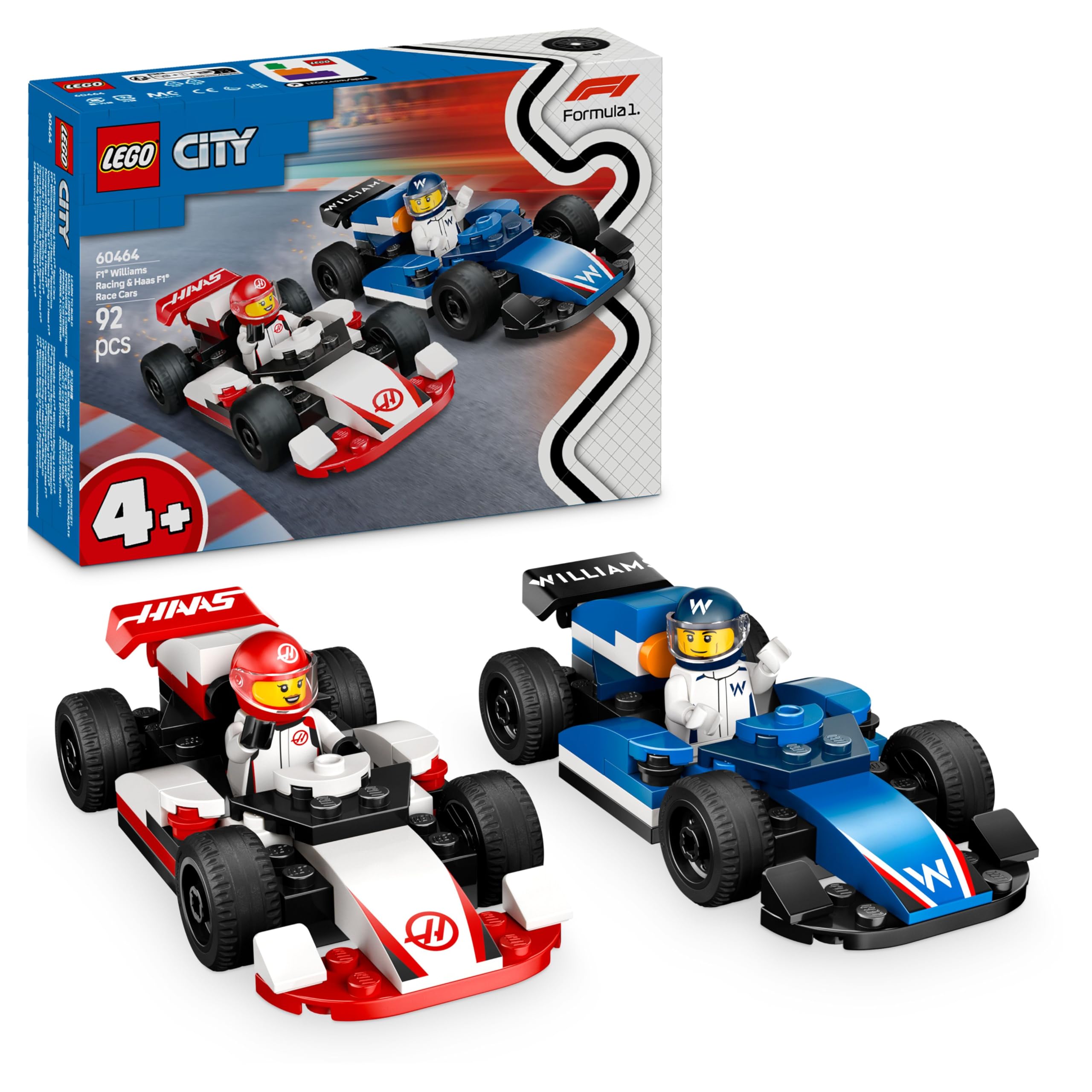 LEGO City F1 Williams Racing & Haas F1 Race Cars - Toy Formula 1 Building Set for Kids 4+ 1