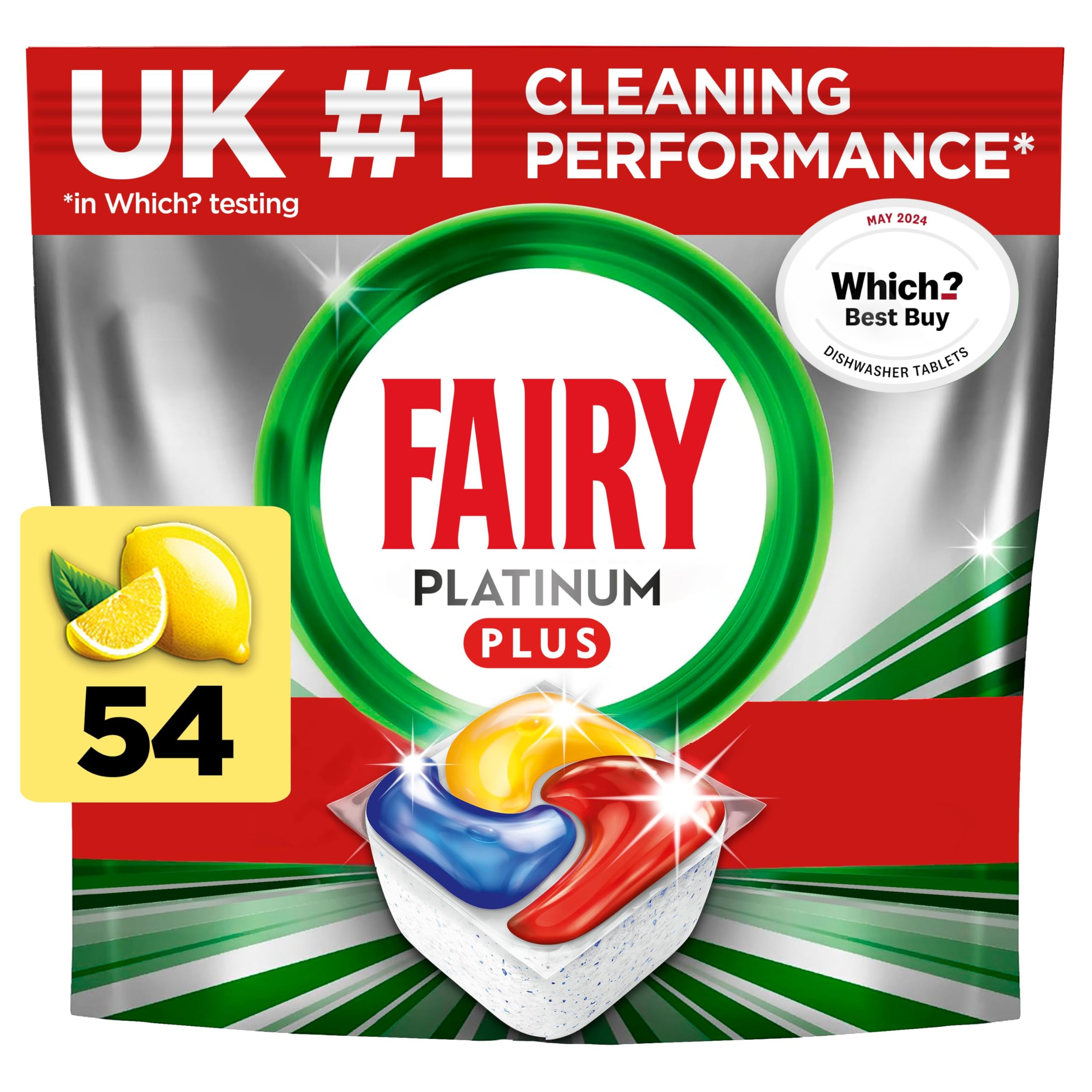 Fairy Platinum Plus All In One Dishwasher Tablets, Lemon, 54 Tablets 1
