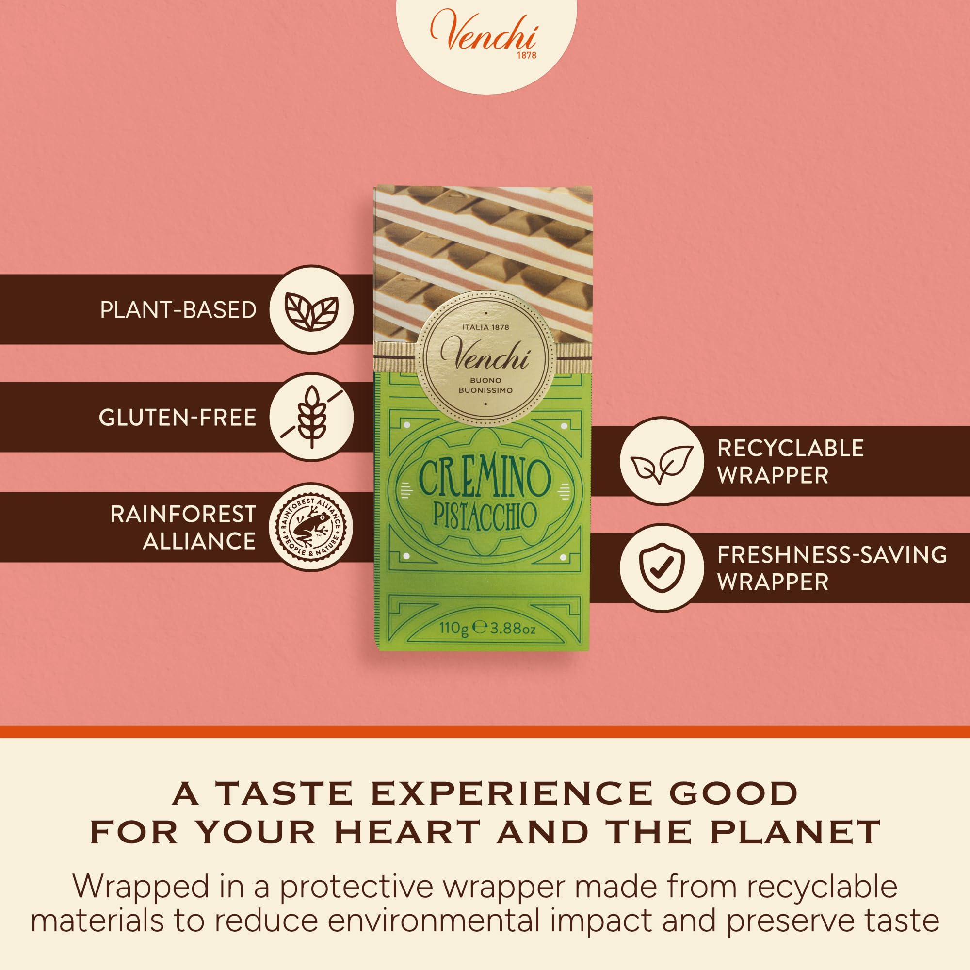 Venchi Cremino Bar Pistachio, Milk and White Chocolate with Pistachio Paste 8