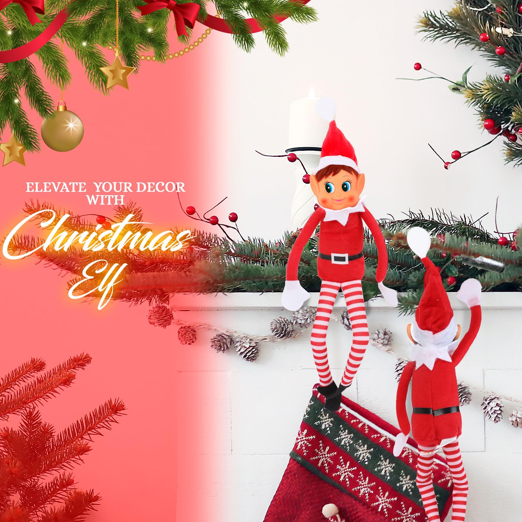 Elves Behavin Badly 12" Red Long Leg Soft Body Vinyl Face Girl Elf With Hat 5