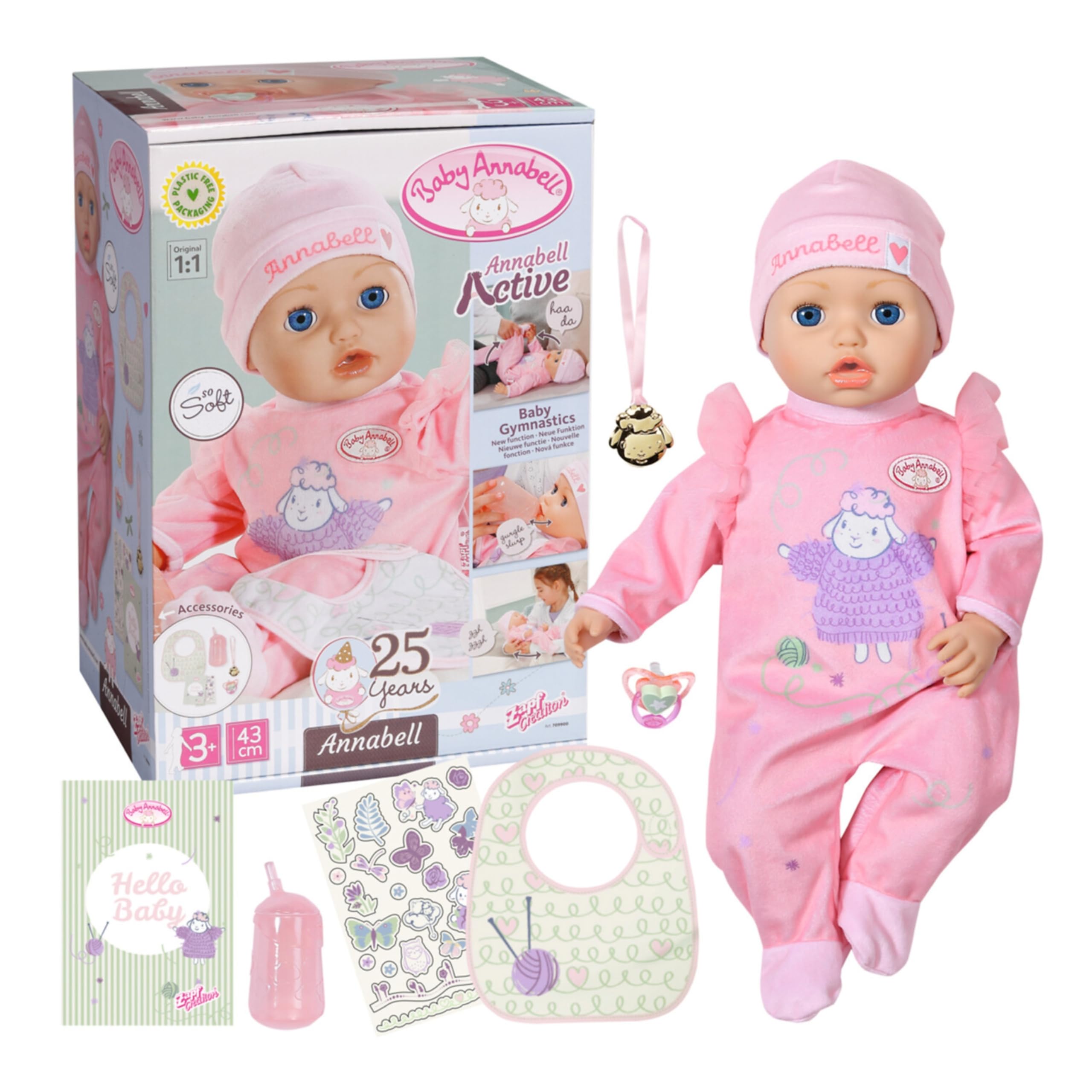Baby Annabell 43cm Interactive Soft Body Baby Doll with Realistic Movements & Sounds