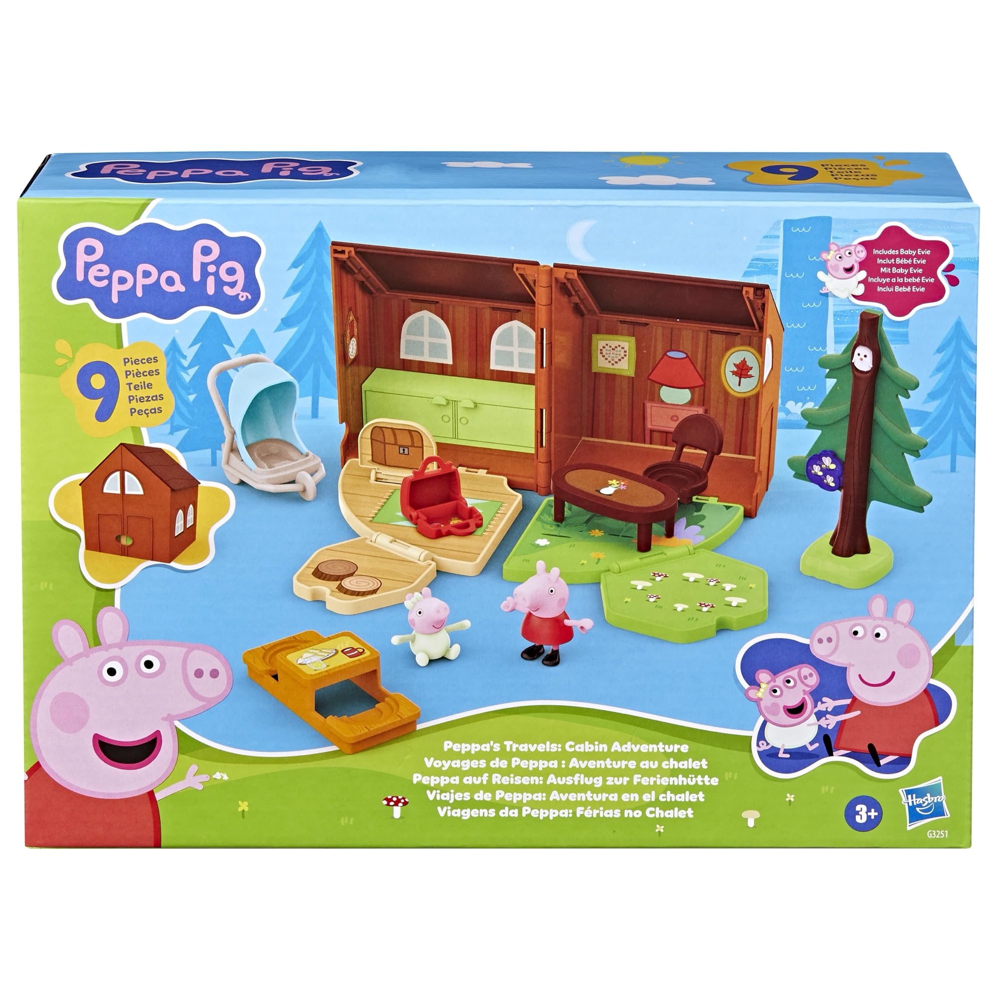 Peppa Pig Peppa's Travels: Cabin Adventure Playset with Fold-Up House, 2 Figures, 6 Accessories | Ages 3+ 2