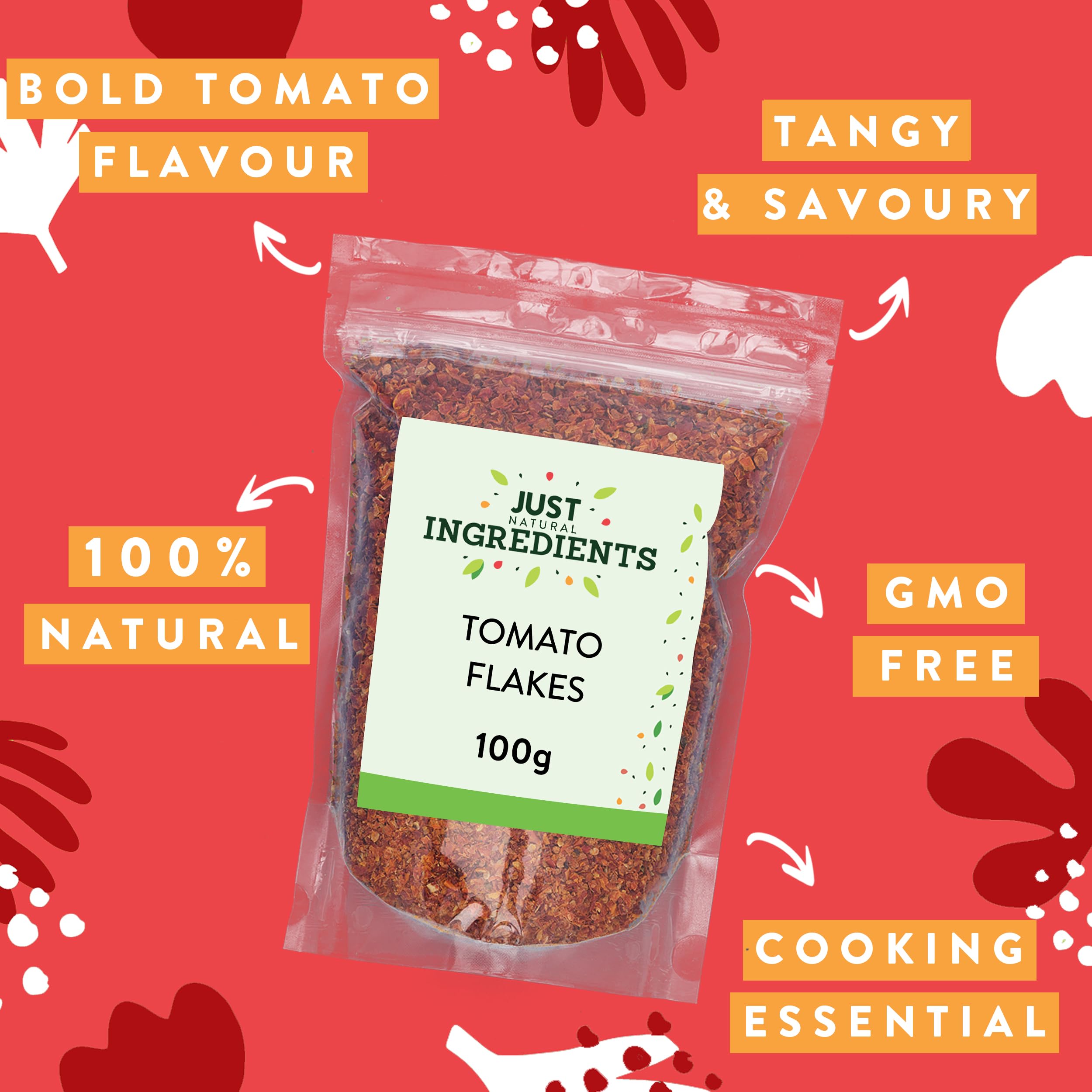 JustIngredients Tomato Flakes 100g - Organic Dried Tomatoes Flakes for Cooking 5