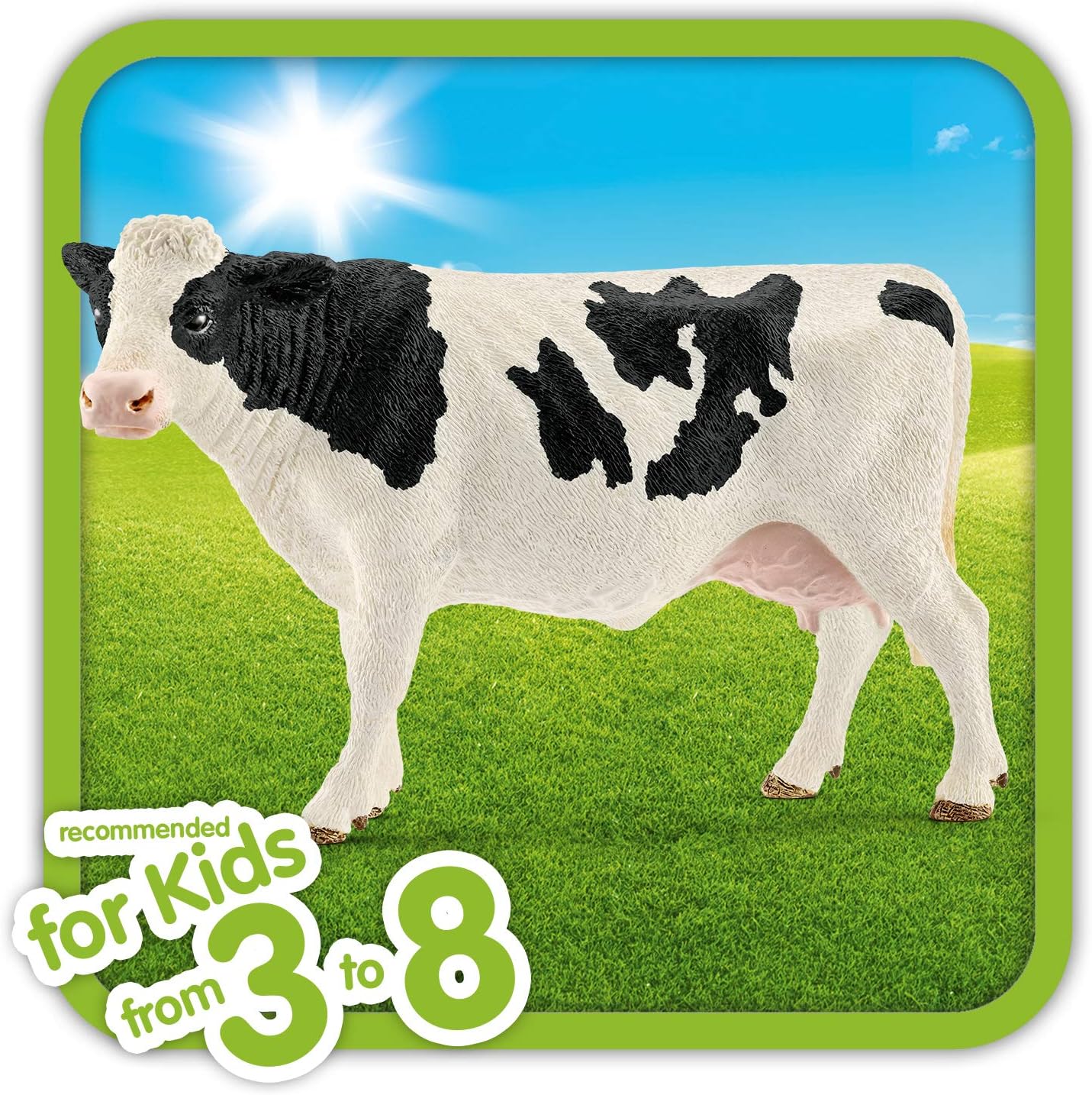 Schleich Farm World Holstein Cow Toy Figure - Realistic Hand-Painted Play Figure for Ages 3+ 6