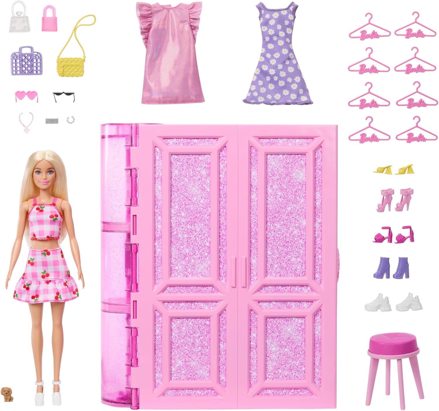 Barbie Dream Closet Toy Playset with Fashion Doll, 25+ Accessories & Pet Puppy