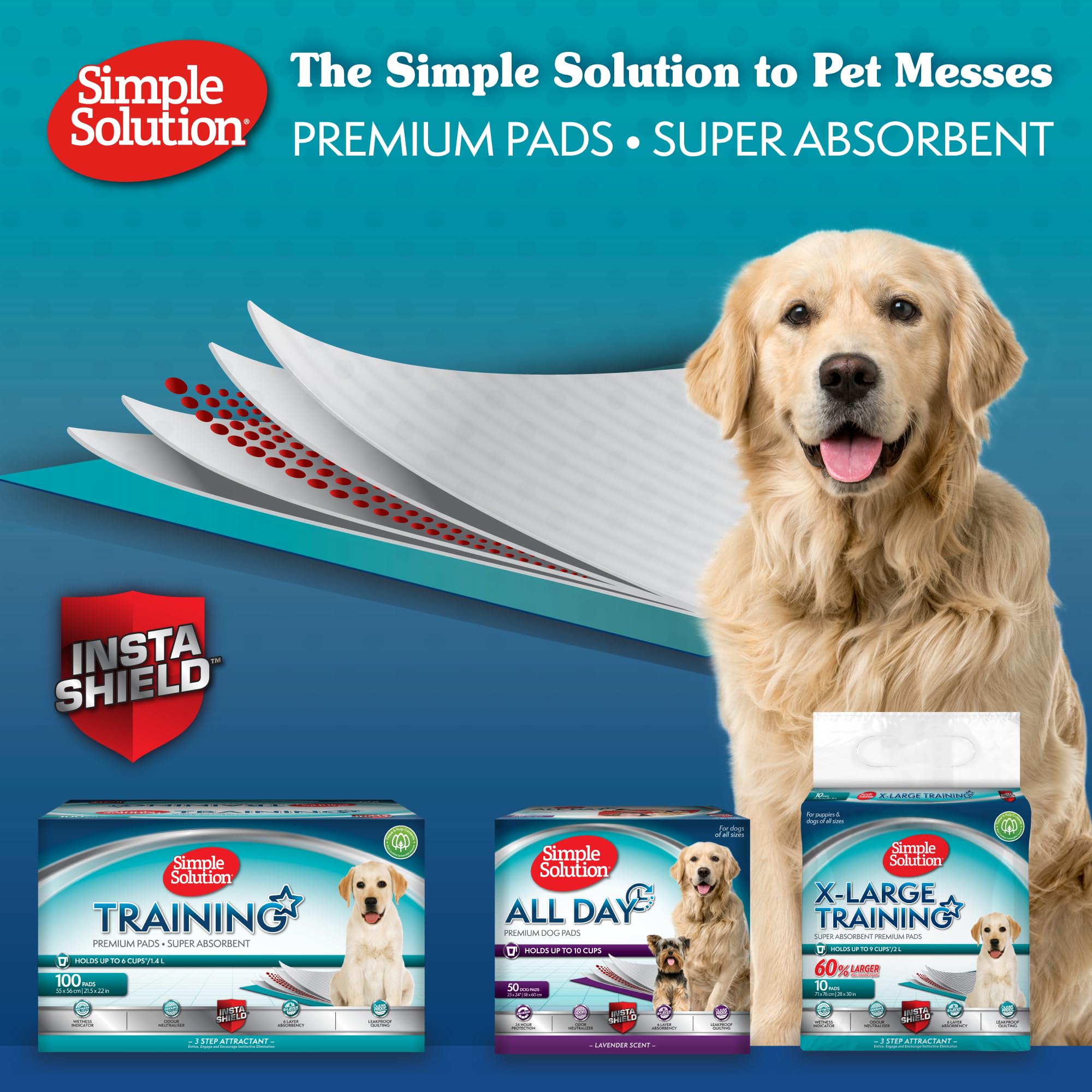 Simple Solution Absorbent Premium Dog Training Pads - 30 Pack | Leak-Proof | Insta-Shield Technology 2