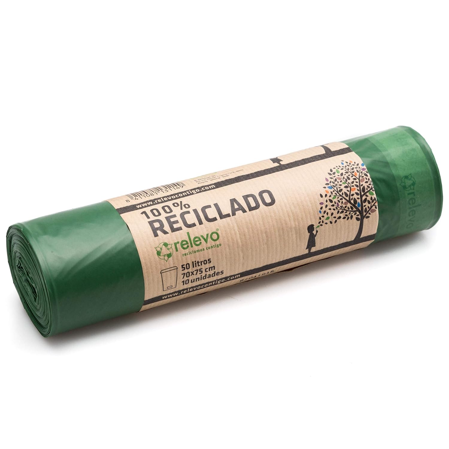 Relevo Heavy Duty 100% Recycled Bin Liners - 50L, 10 Bags 1