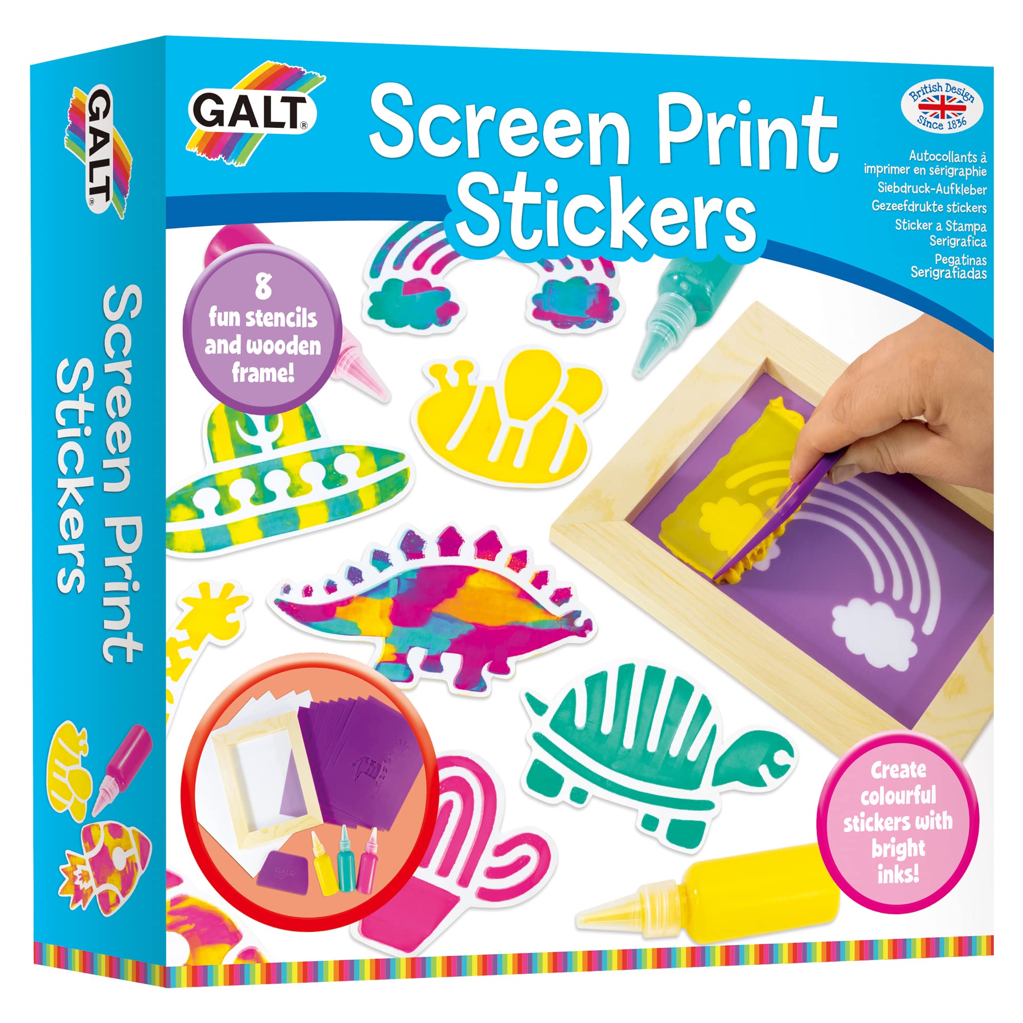 Galt Screen Print Stickers Craft Kit - Animal Theme Arts & Crafts for Kids Ages 6+ 8