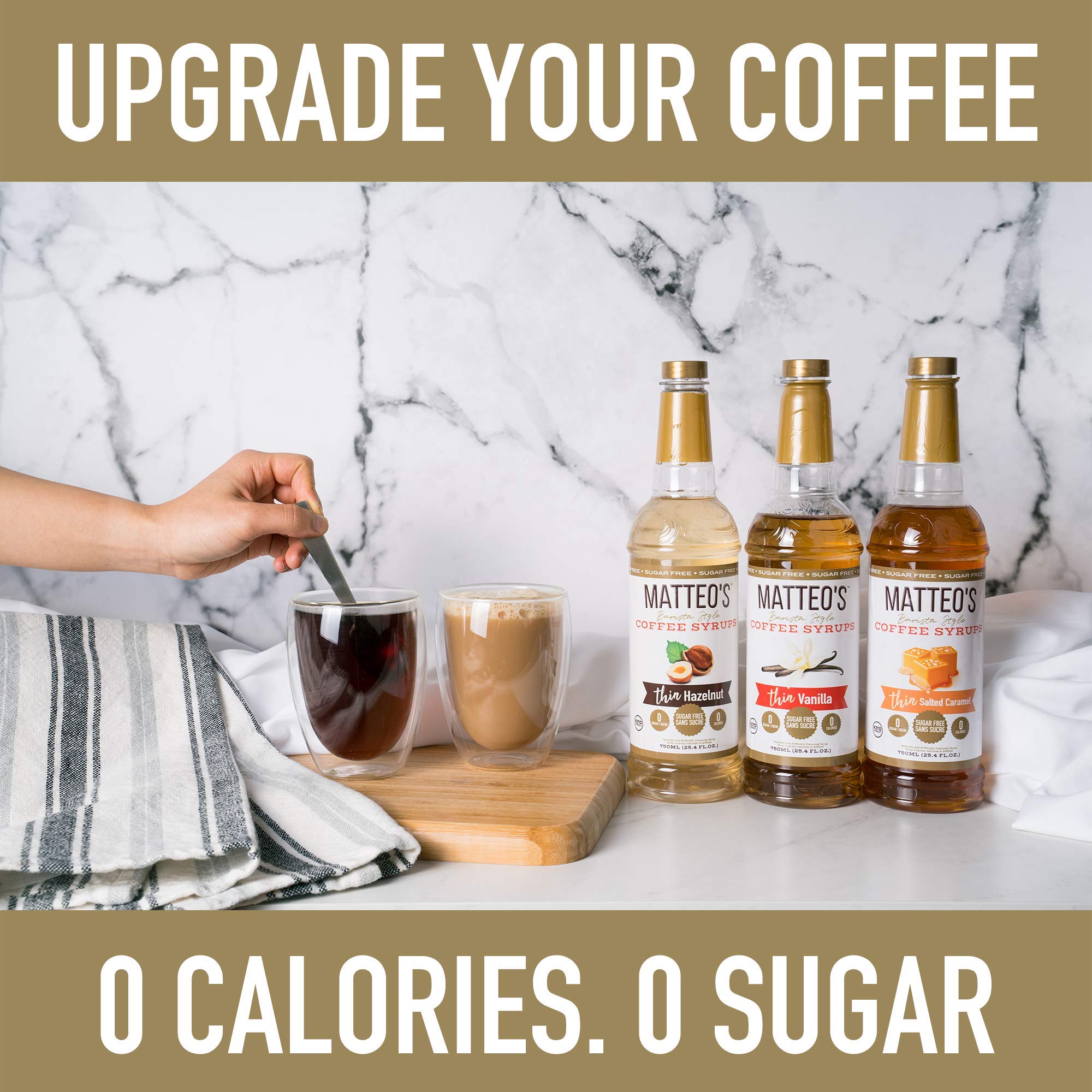 Matteo's Sugar Free Vanilla Coffee Flavoring Syrup | 0 Calorie, Keto Friendly | 750 ml 3