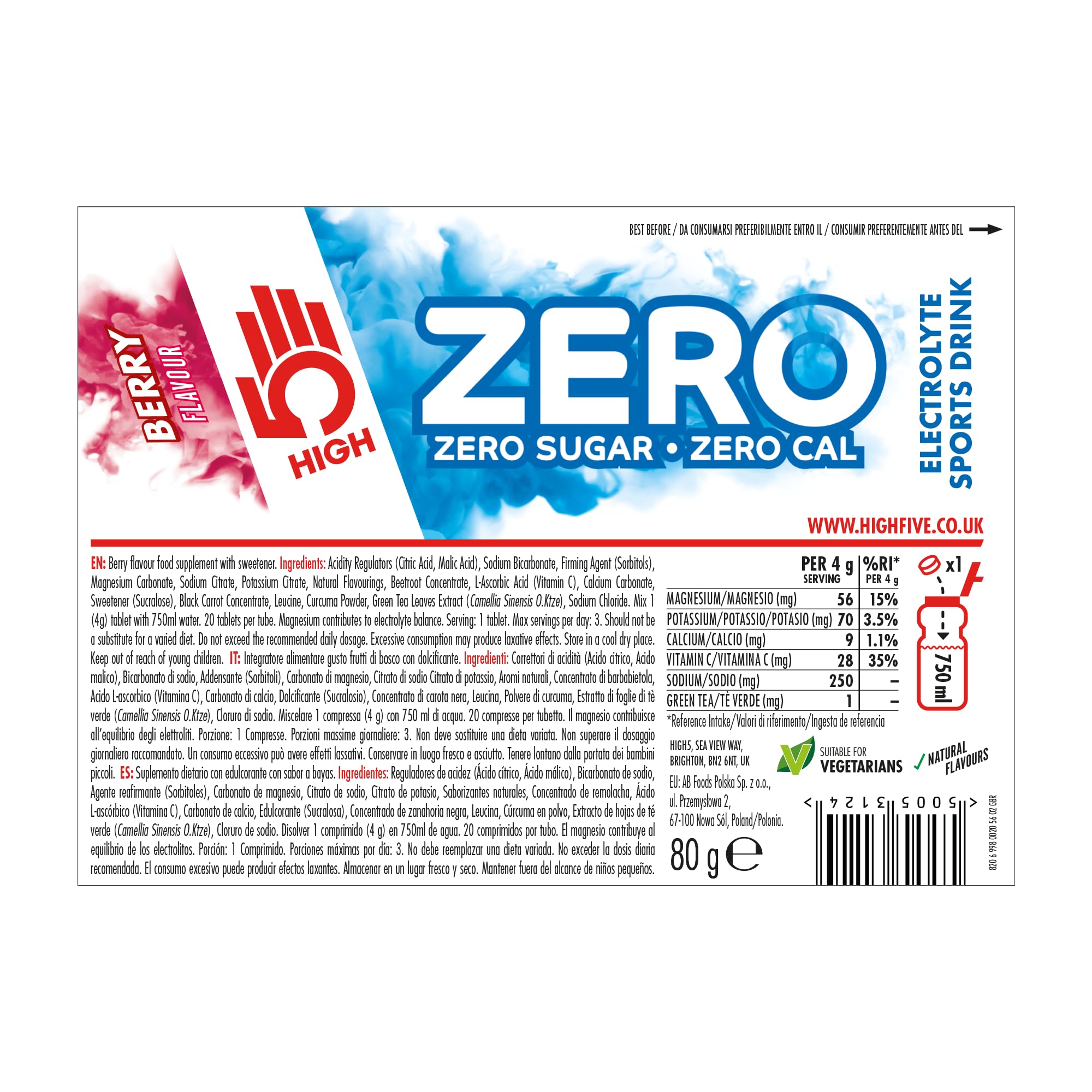 HIGH5 ZERO Electrolyte Tablet - Sugar-Free Hydration with Vitamin C | Berry | 20 Count 6