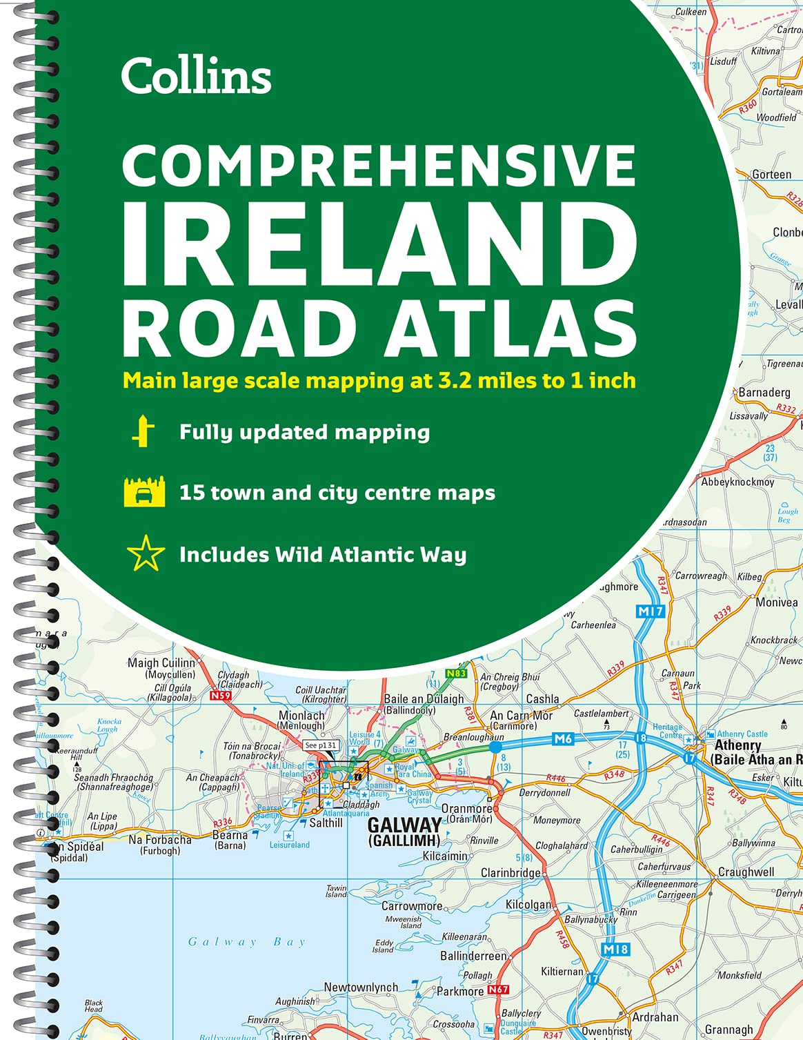 Collins Comprehensive Road Atlas Ireland - Spiral Bound A4 | 160 Pages | English Language 1