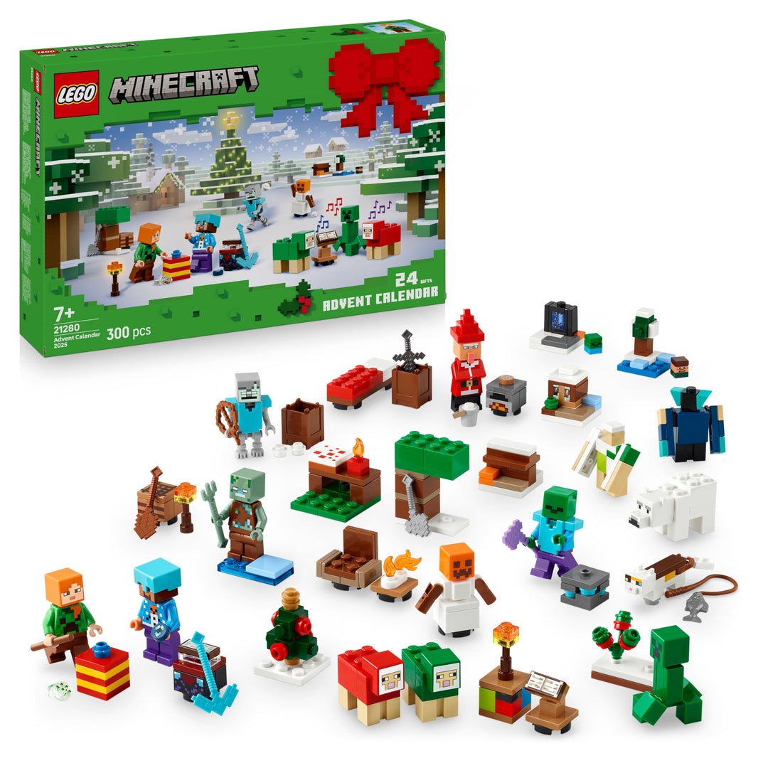 LEGO Minecraft Advent Calendar 2025 - 24-Day Buildable Holiday Toy with Minifigures and Winter Village Set