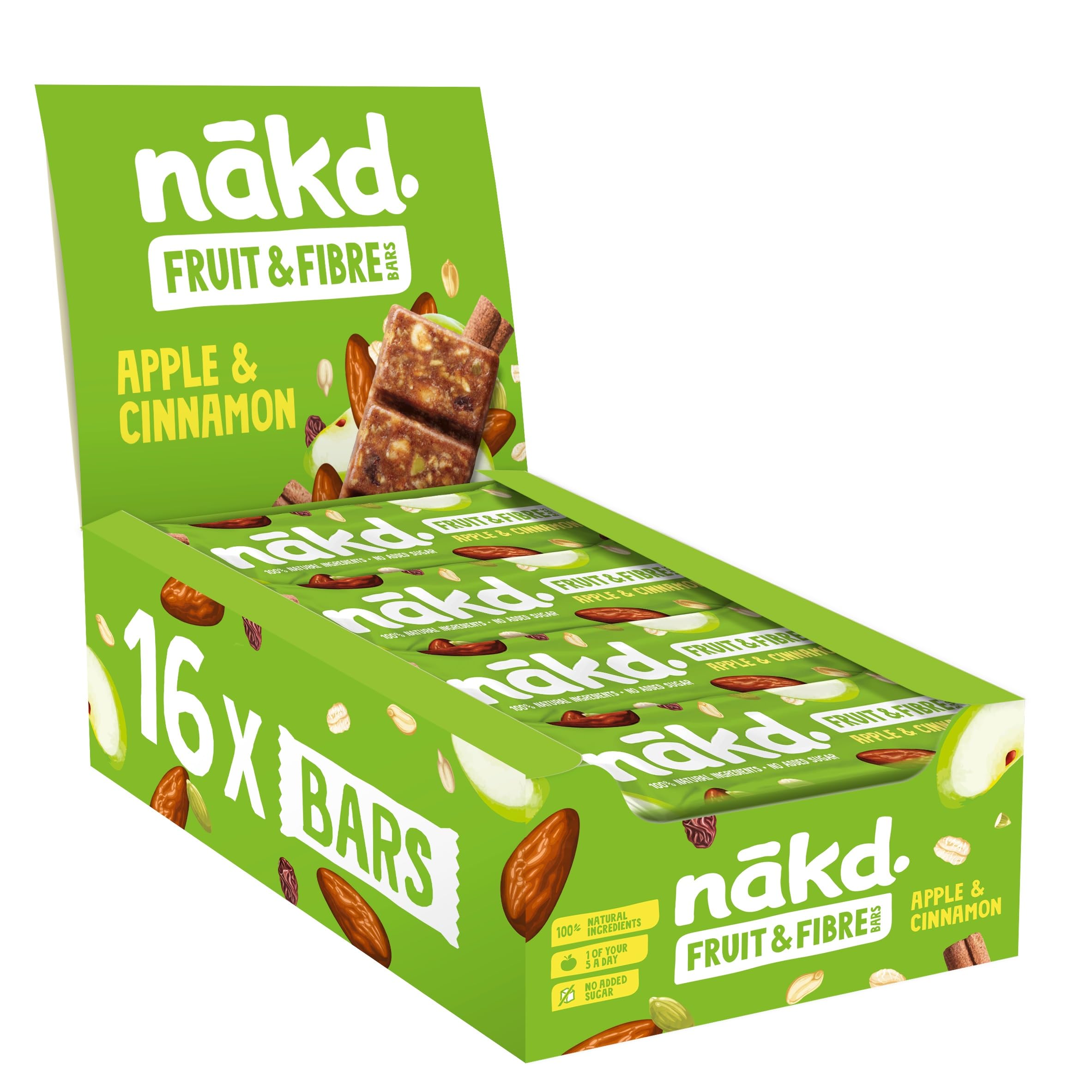 Nakd Fruit & Fibre Apple & Cinnamon Bars - 16 Count, High Fibre, Vegan, Gluten Free | 704g