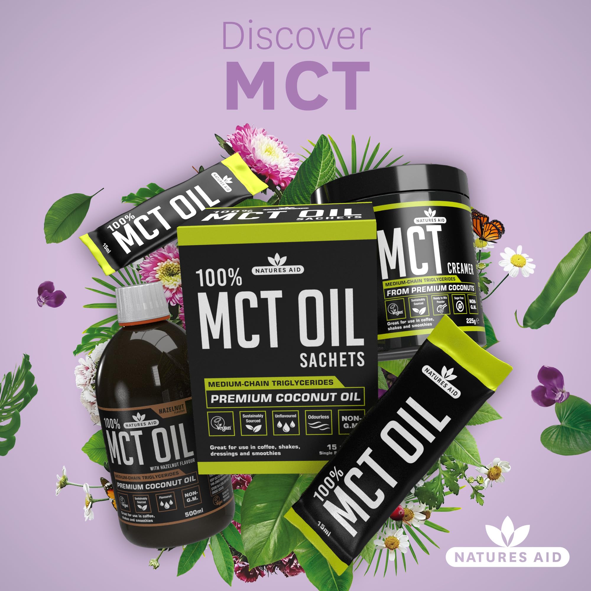 Natures Aid MCT Oil 15 x 15ml Sachets - 100% Pure Coconut Oil for Coffee, Smoothies, Shakes & Dressings - Vegan, Vegetarian, Sustainably Sourced 6