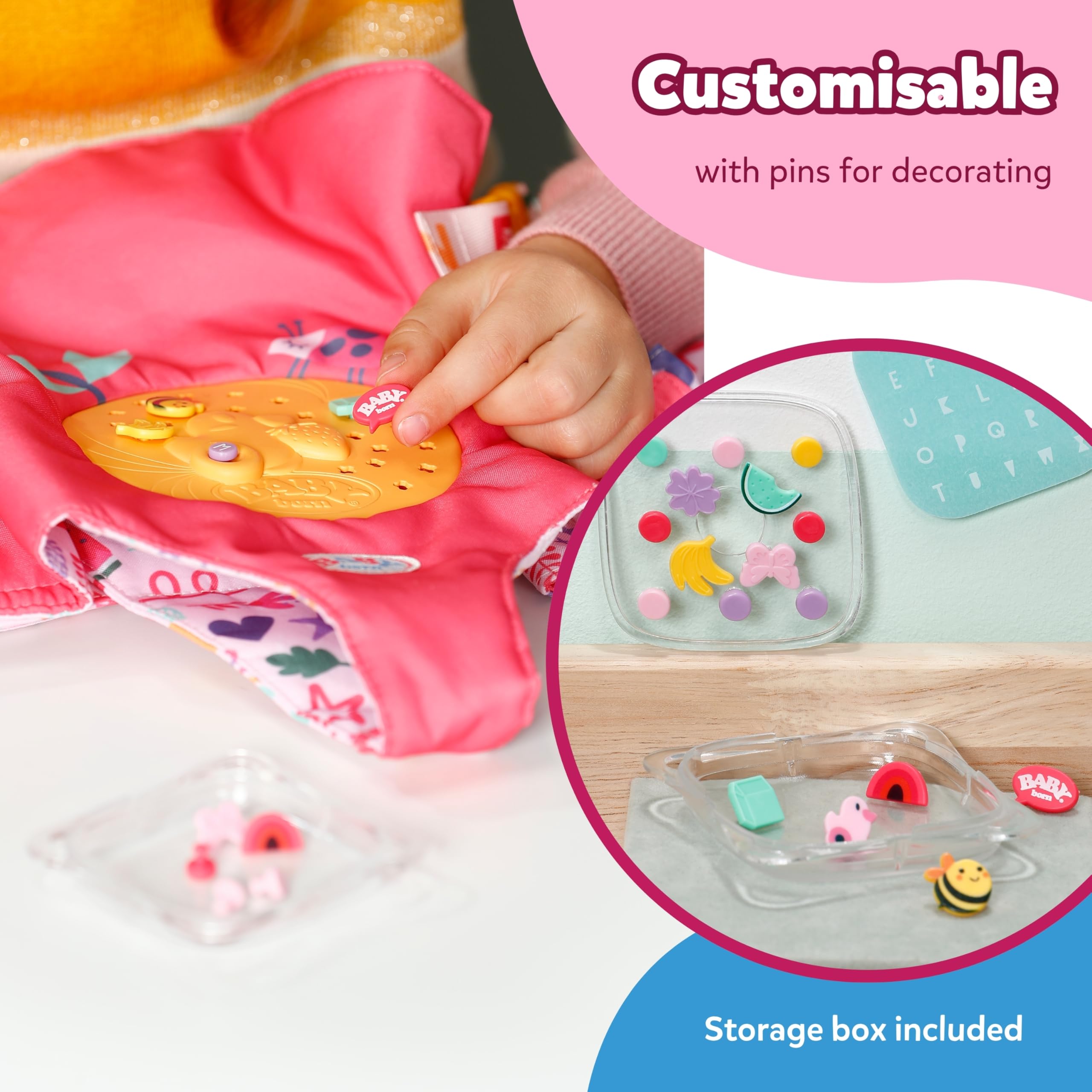 BABY born Baby Carrier Pin-Play - Adjustable Harness, Customizable Design | Pink 4