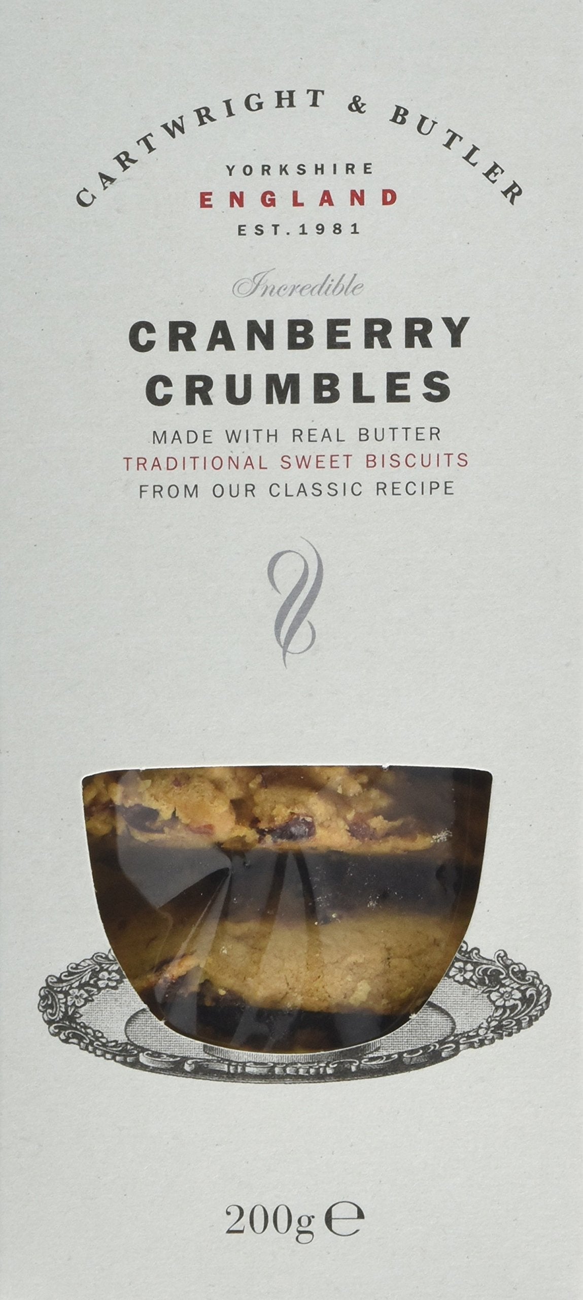 Cartwright & Butler - Cranberry Crumbles Carton | Chewy & Crumbly Oat Biscuit with Dried Cranberries