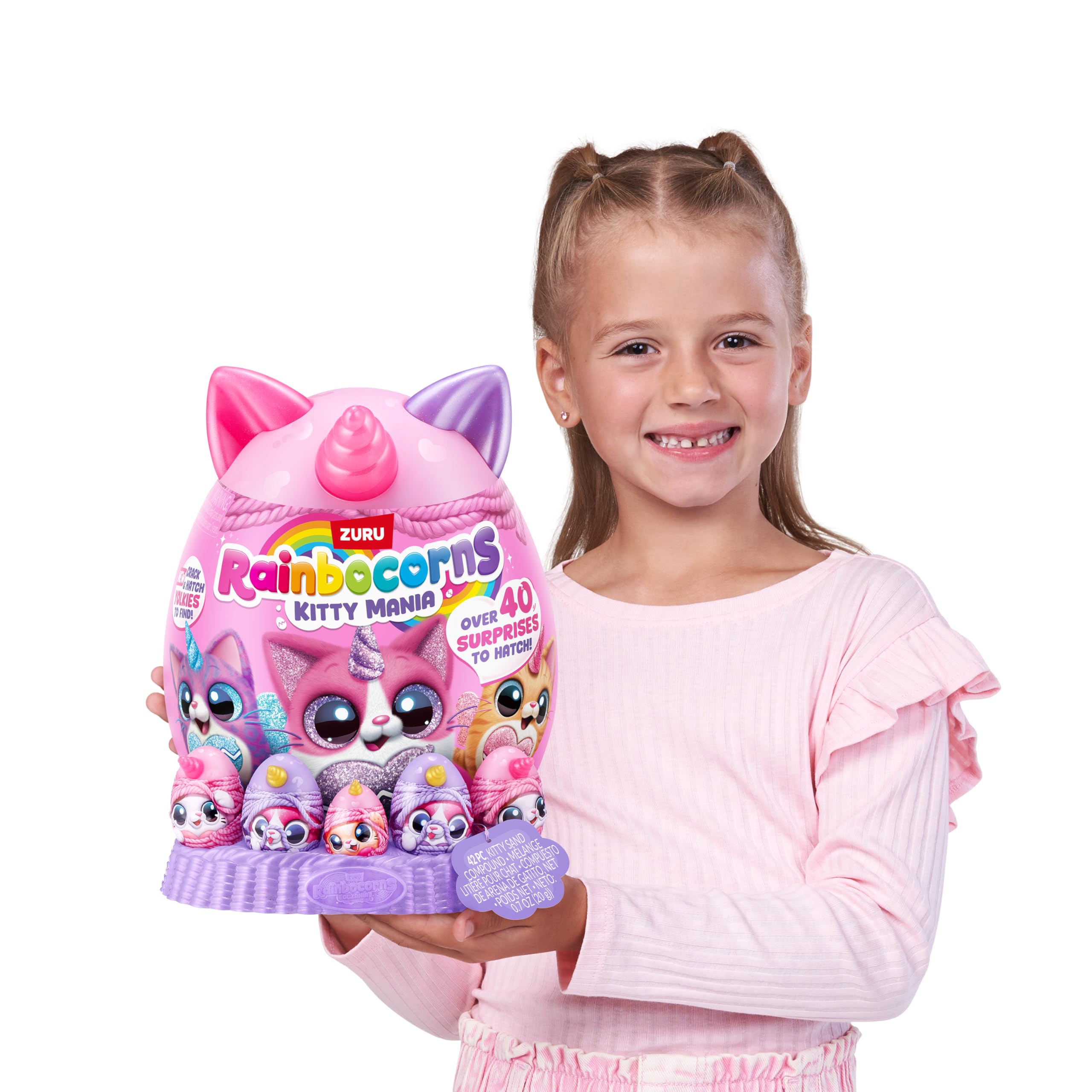 Rainbocorns Kitty Mania Purple Cat (Furrina) - Plush Hug-to-Hatch Toy with 40+ Surprises, Ages 3+ 16