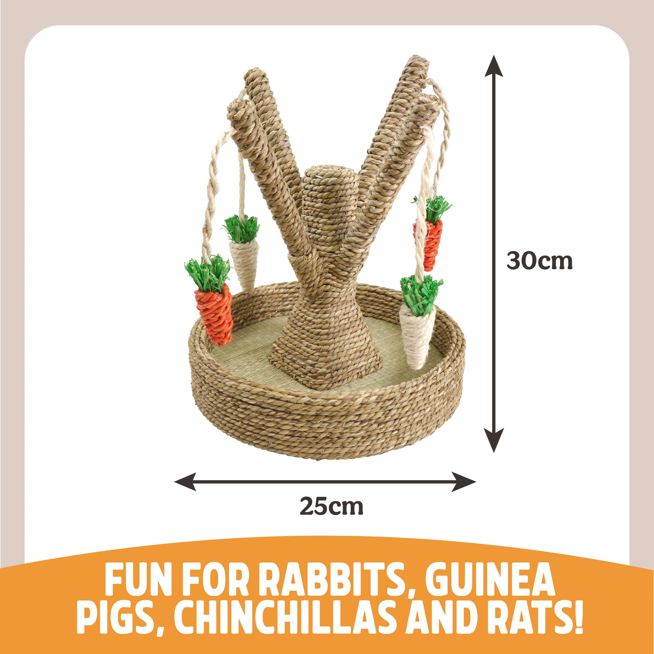 Rosewood Bunny Fun Tree Activity Toy - Seagrass & Corn Leaf | Small Animals 3