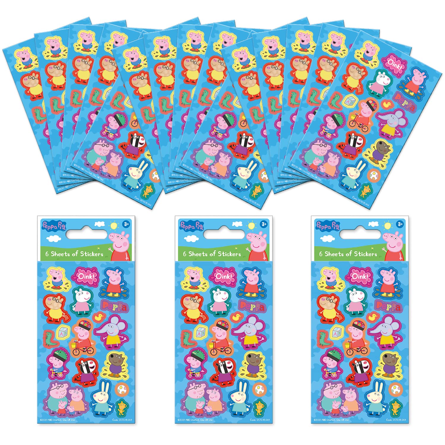 Paper Projects Peppa Pig Party Bag Sticker Bundle - 18 Sheets | Glossy Finish | Craft Activity