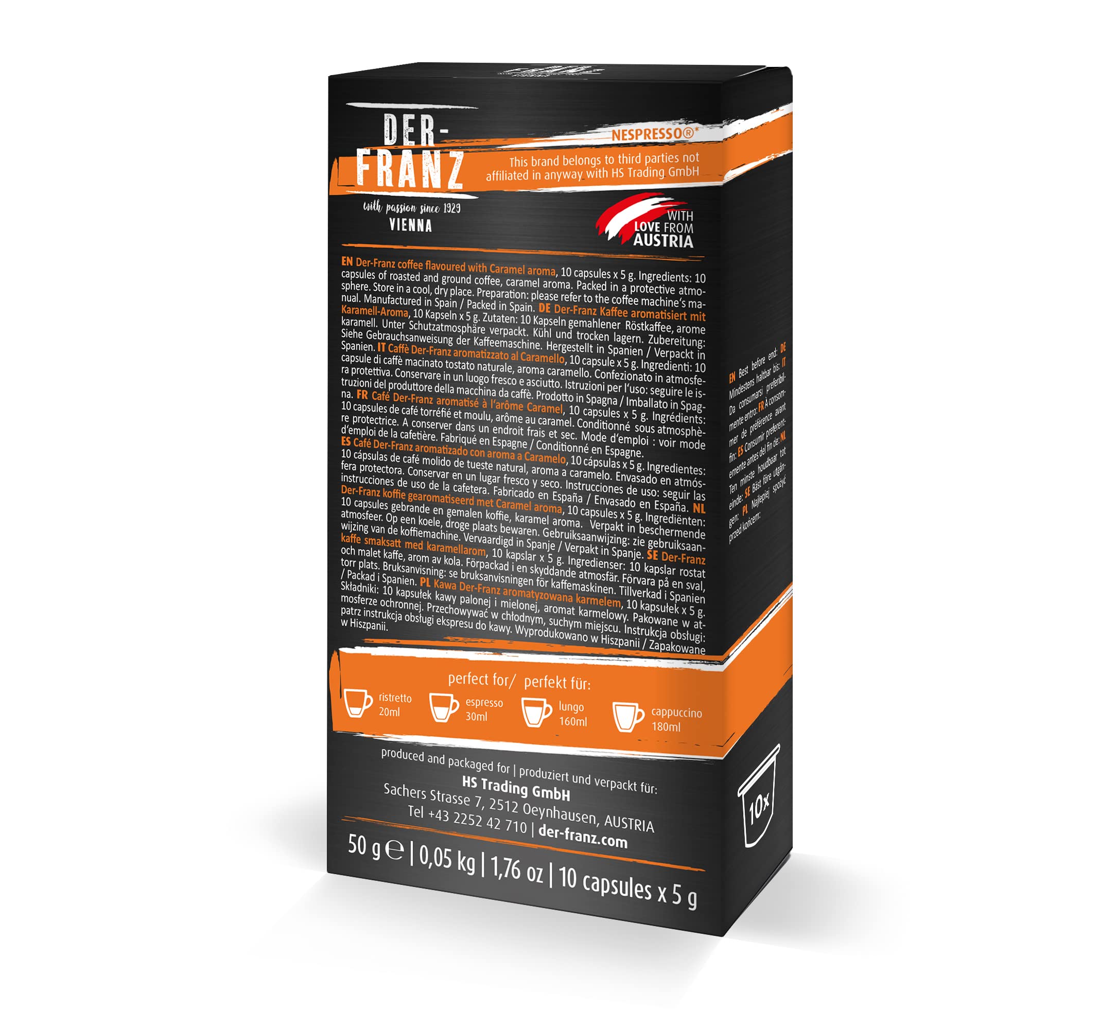 Der-Franz Caramel Flavored Coffee Capsules, 60 Count (6x10), Nespresso Compatible 6