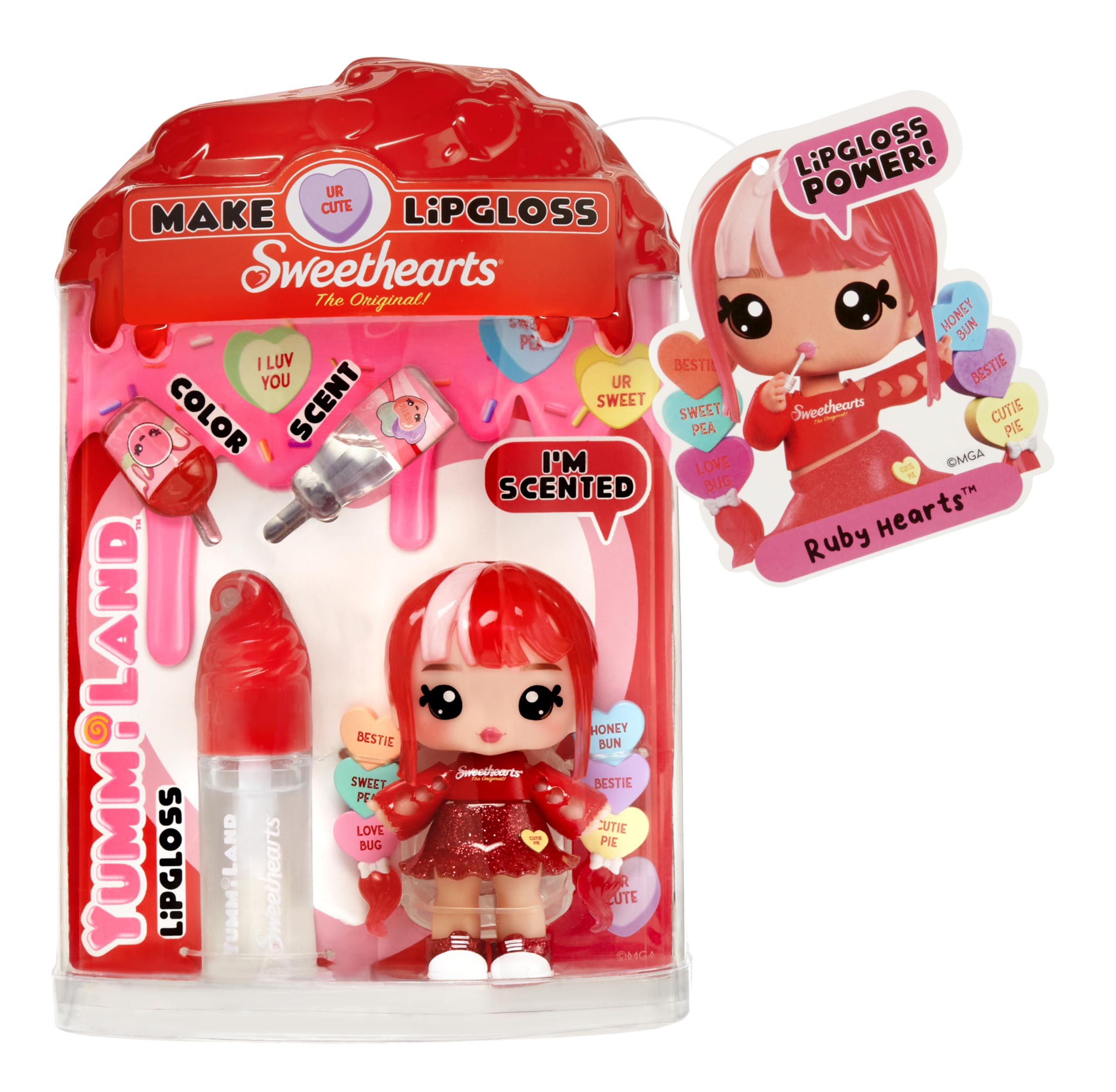 Yummiland x Sweethearts Lip Gloss Doll - Ruby Hearts with DIY Lip Gloss Kit - Ages 4+ 1