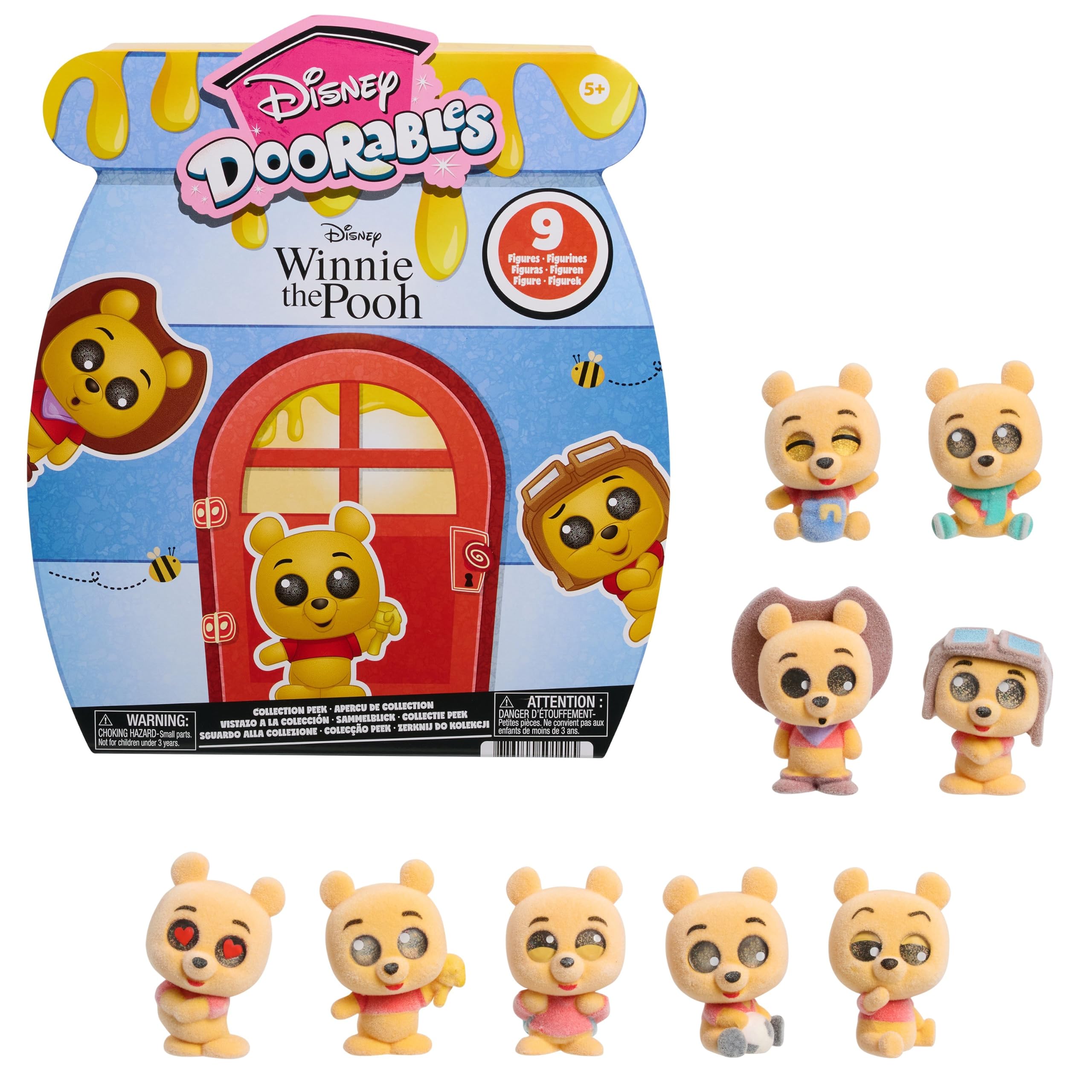 Disney Doorables Winnie the Pooh Collector Peek - 9 Flocked Figurines | Ages 5+