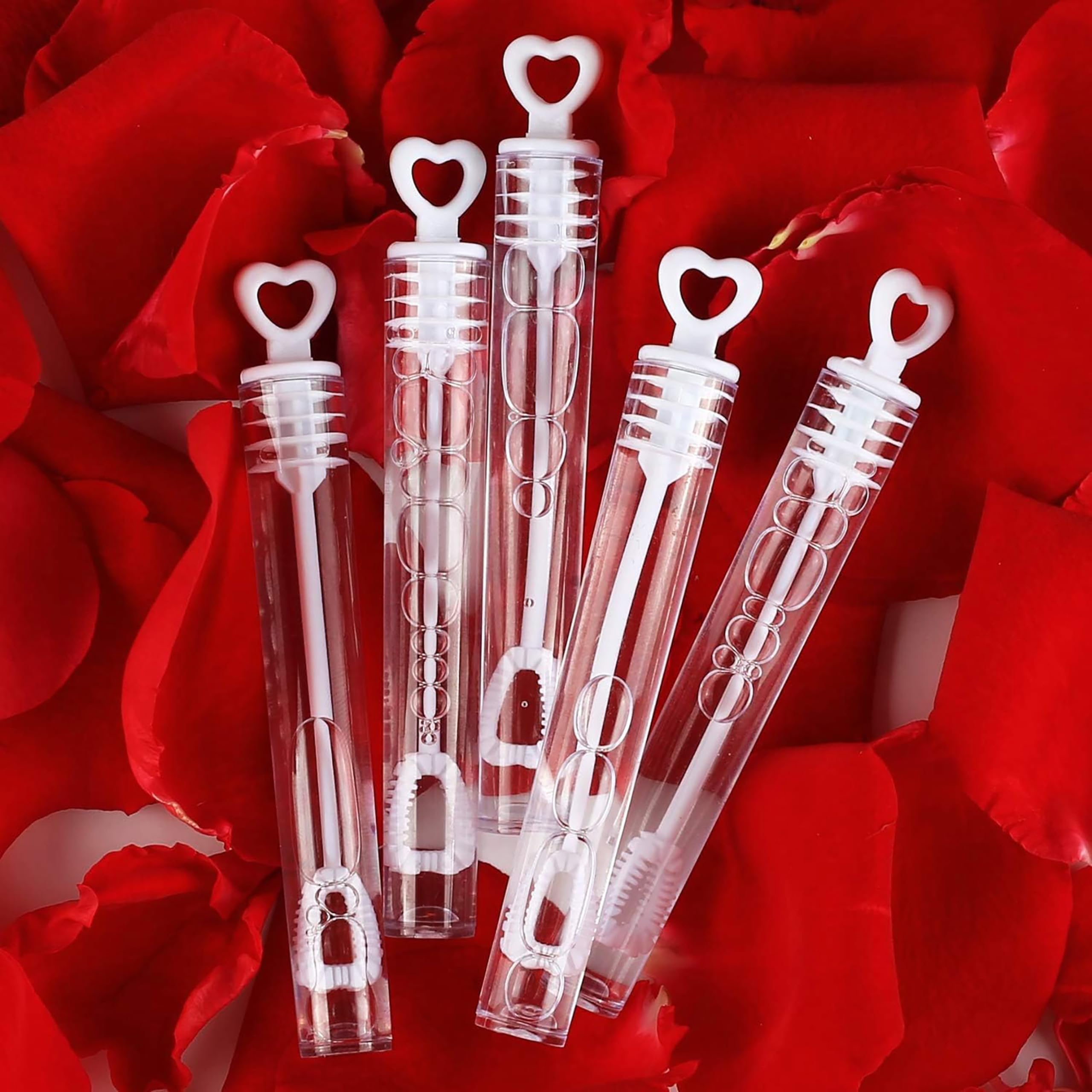 SHATCHI 72 pcs Heart Shape Bubble Tubes with Filler Solution | Party Favors 9