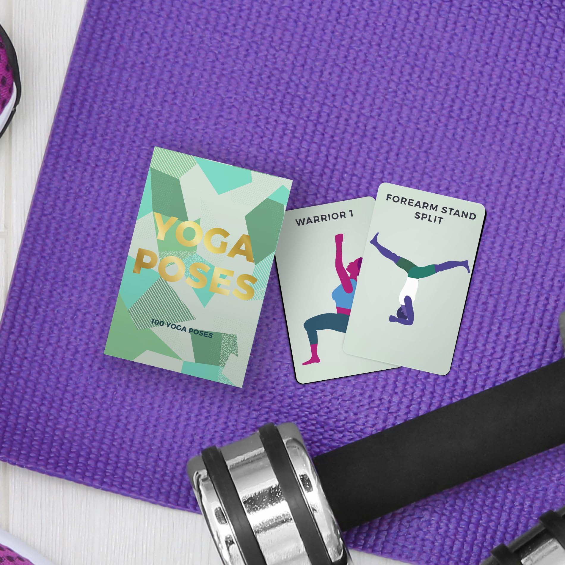 Gift Republic 100 Yoga Poses Cards - Portable Stress Relief Deck | Green | GR490055