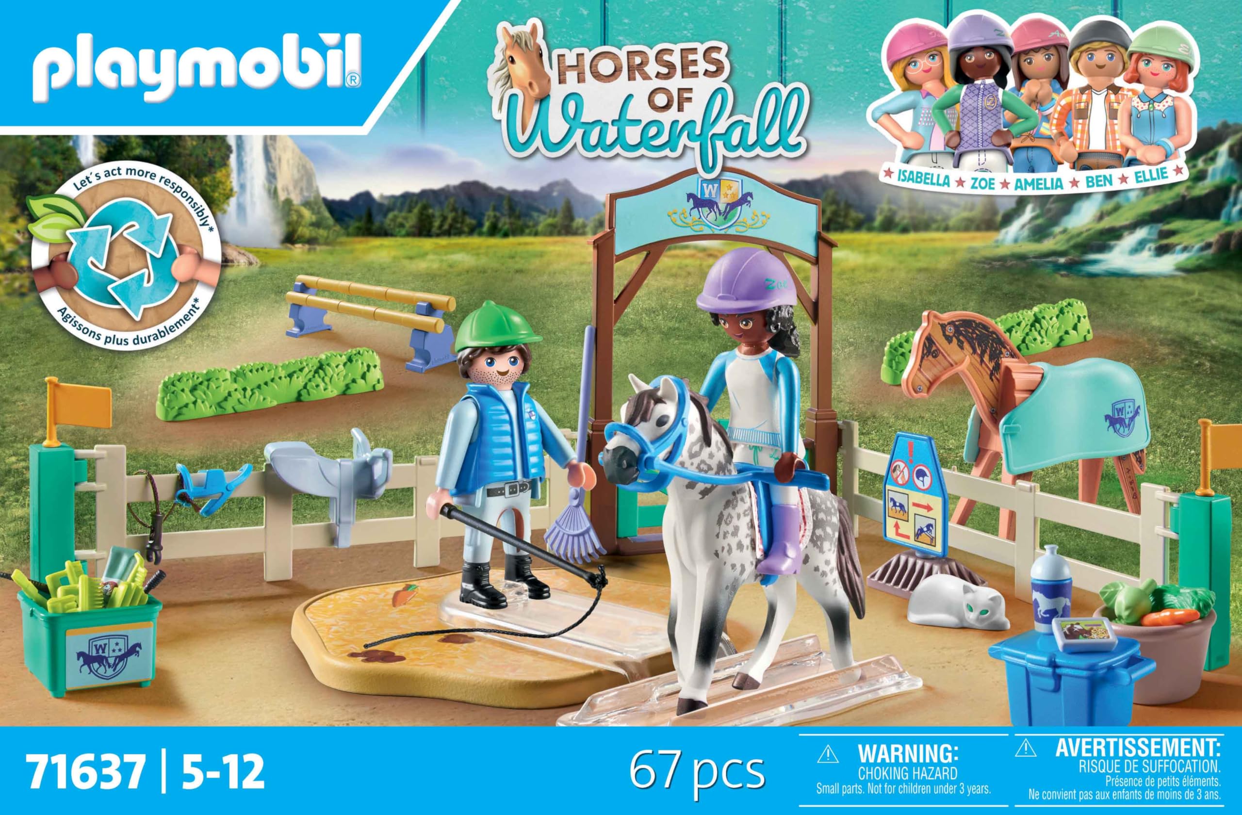 Playmobil 71637 Horses of Waterfall: Modern Riding School Playset for Kids 5+ 5
