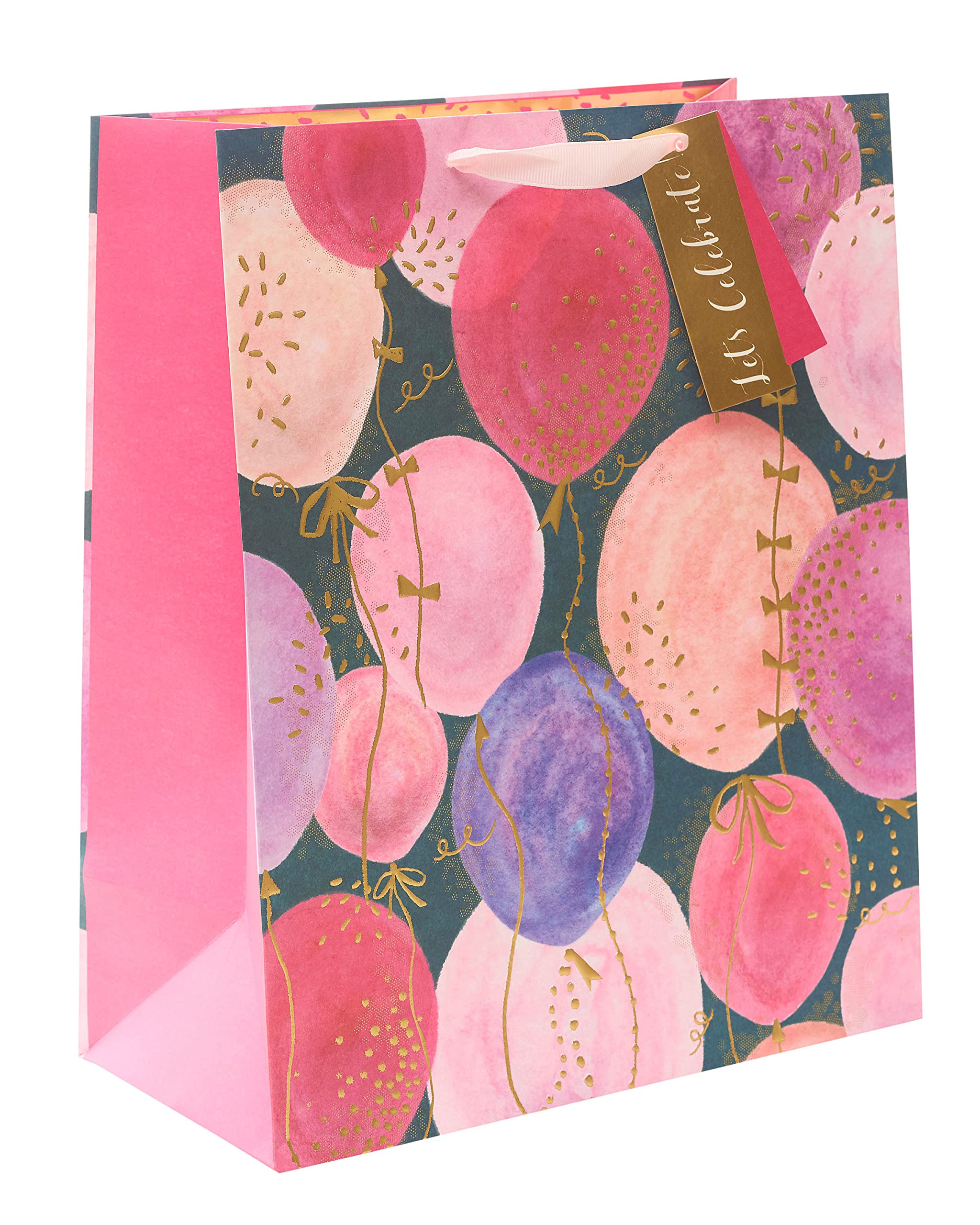 UK Greetings Large Gift Bag - Pink Balloons Design | FSC Certified Paper